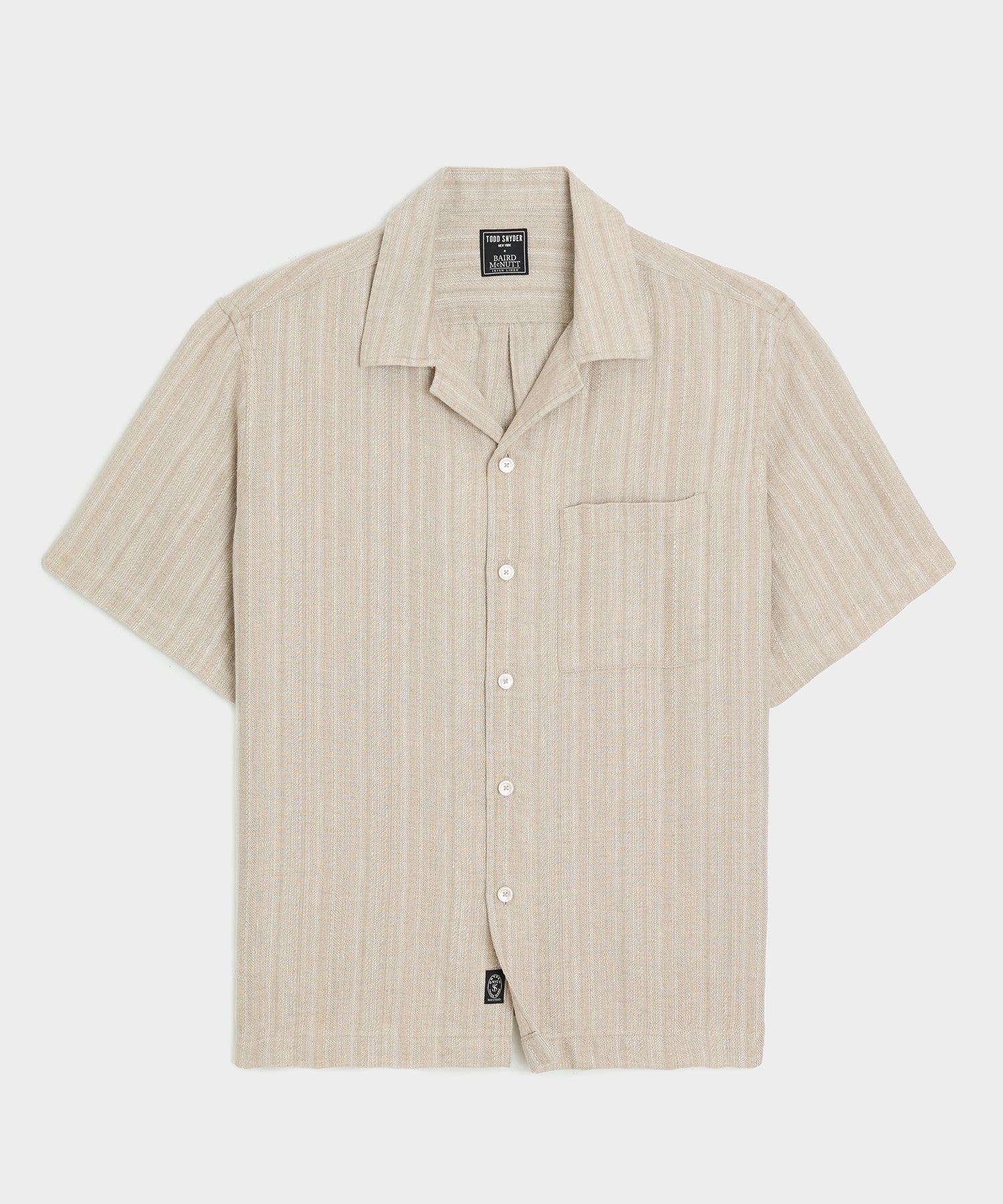 Textured Cropped Sea Soft Irish Linen Camp Collar Shirt