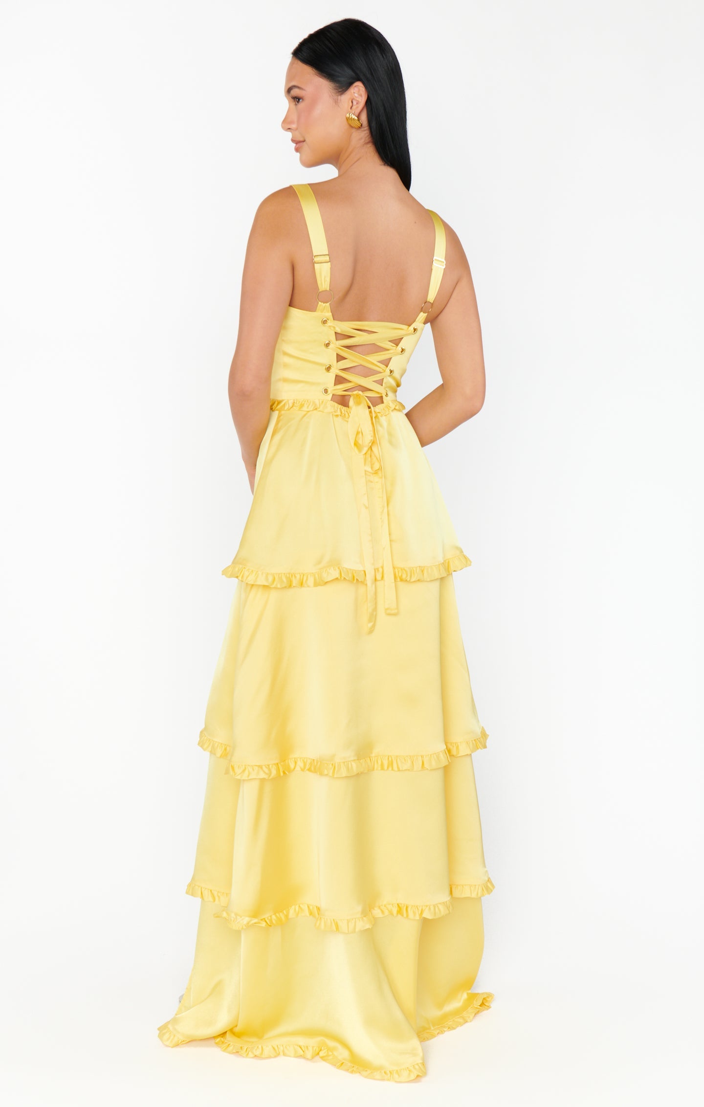 Lady Corset Dress ~ Yellow Luxe Satin