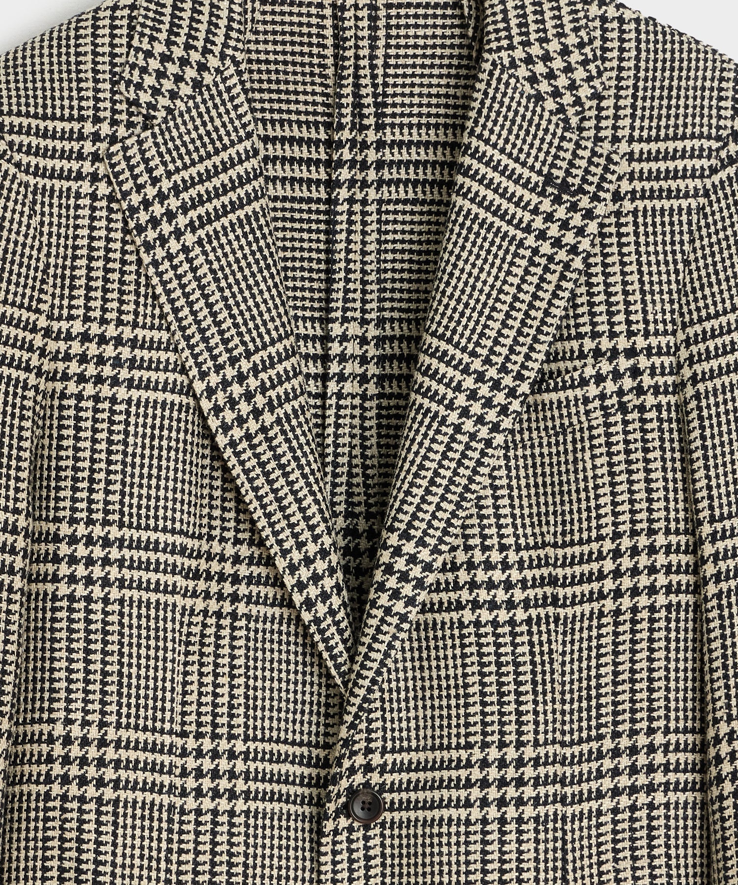 Italian Linen-Silk Sport Coat in Cream Glen Plaid