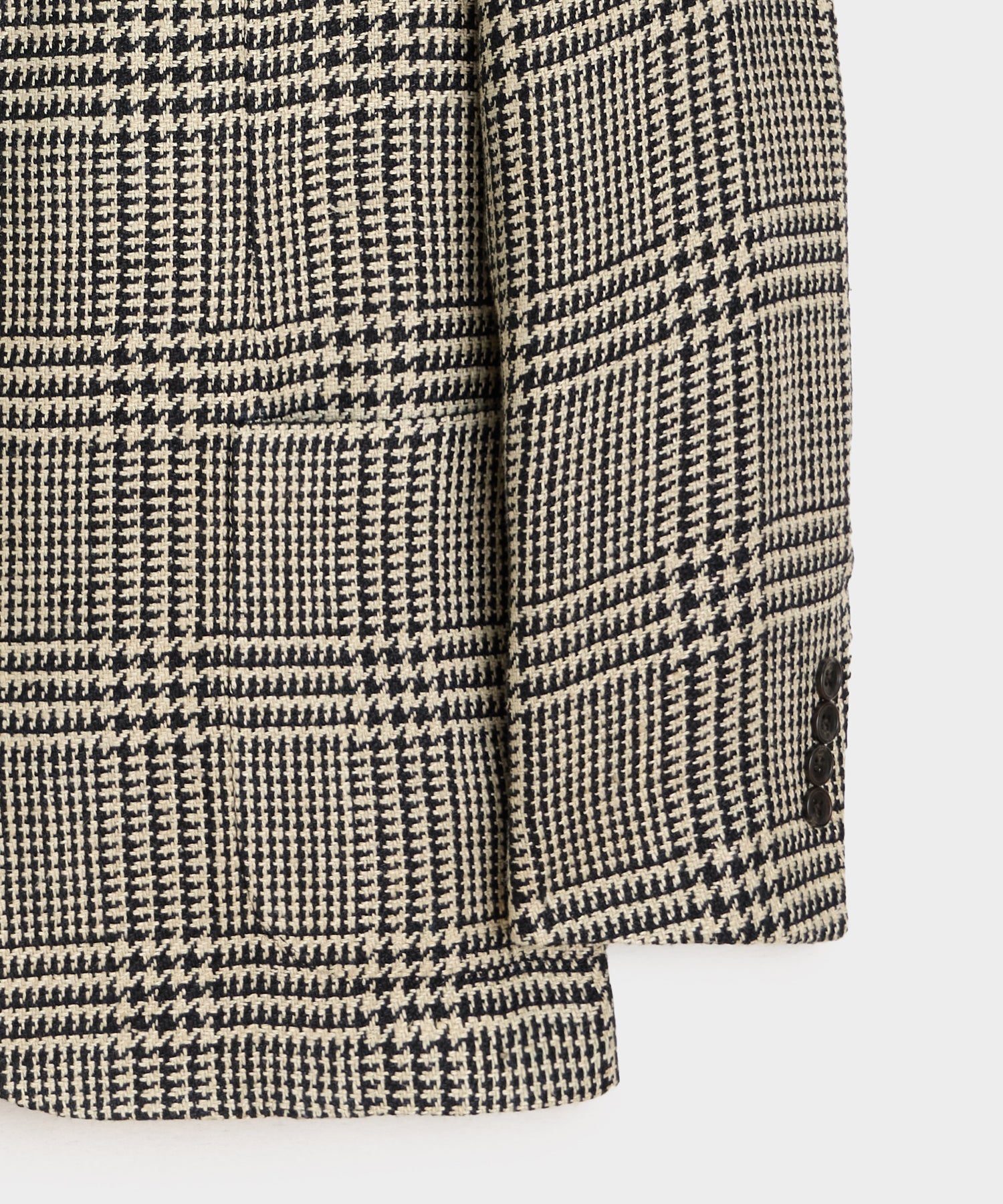Italian Linen-Silk Sport Coat in Cream Glen Plaid