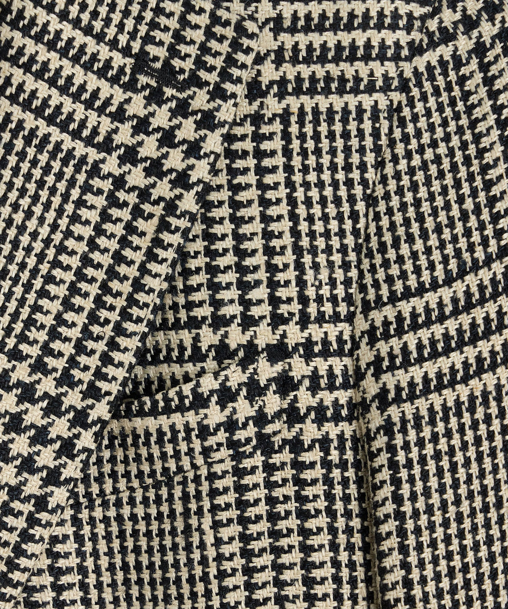 Italian Linen-Silk Sport Coat in Cream Glen Plaid