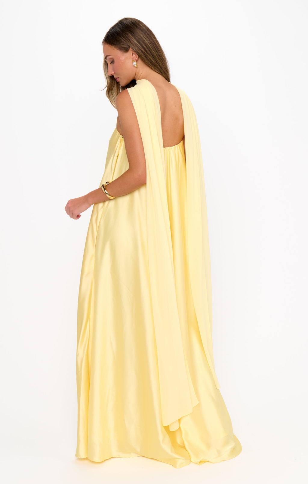 Tinsley Tube Dress ~ Pale Yellow Luxe Satin