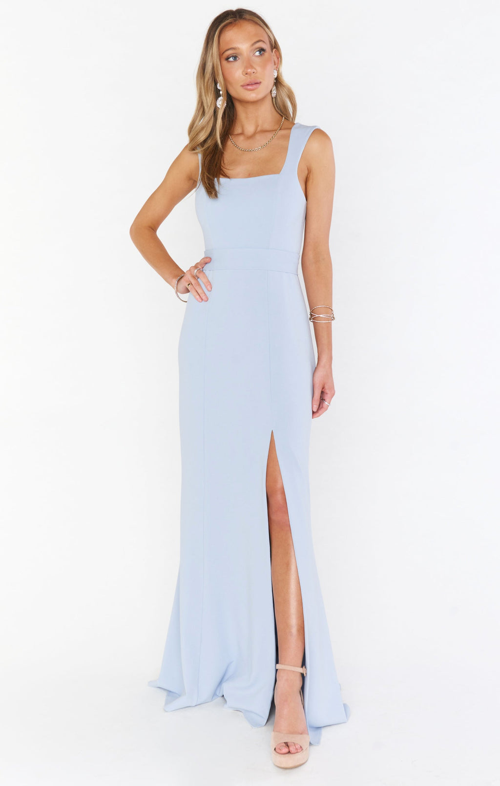 Paris Gown ~ Steel Blue Stretch