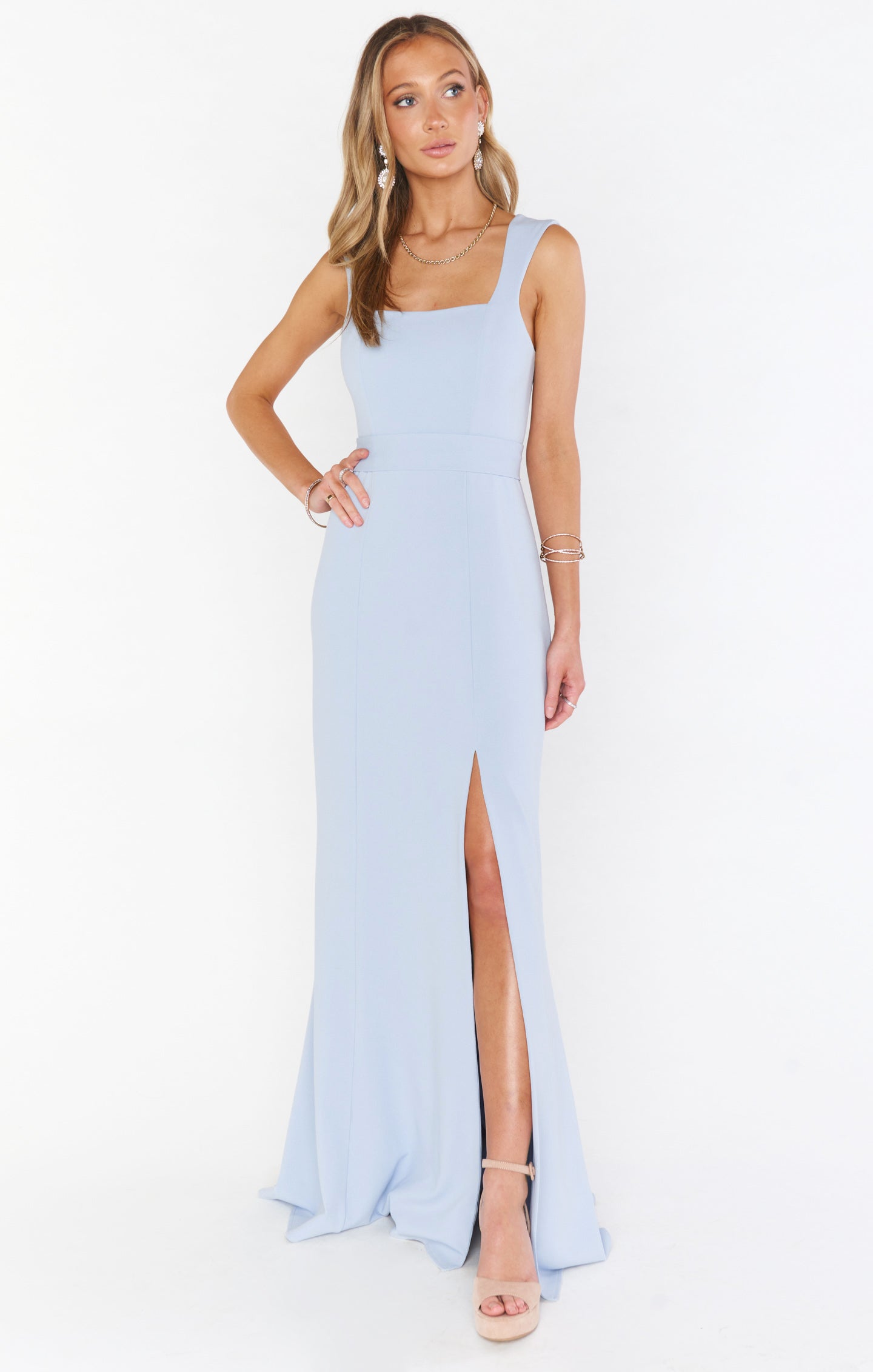 Paris Gown ~ Steel Blue Stretch