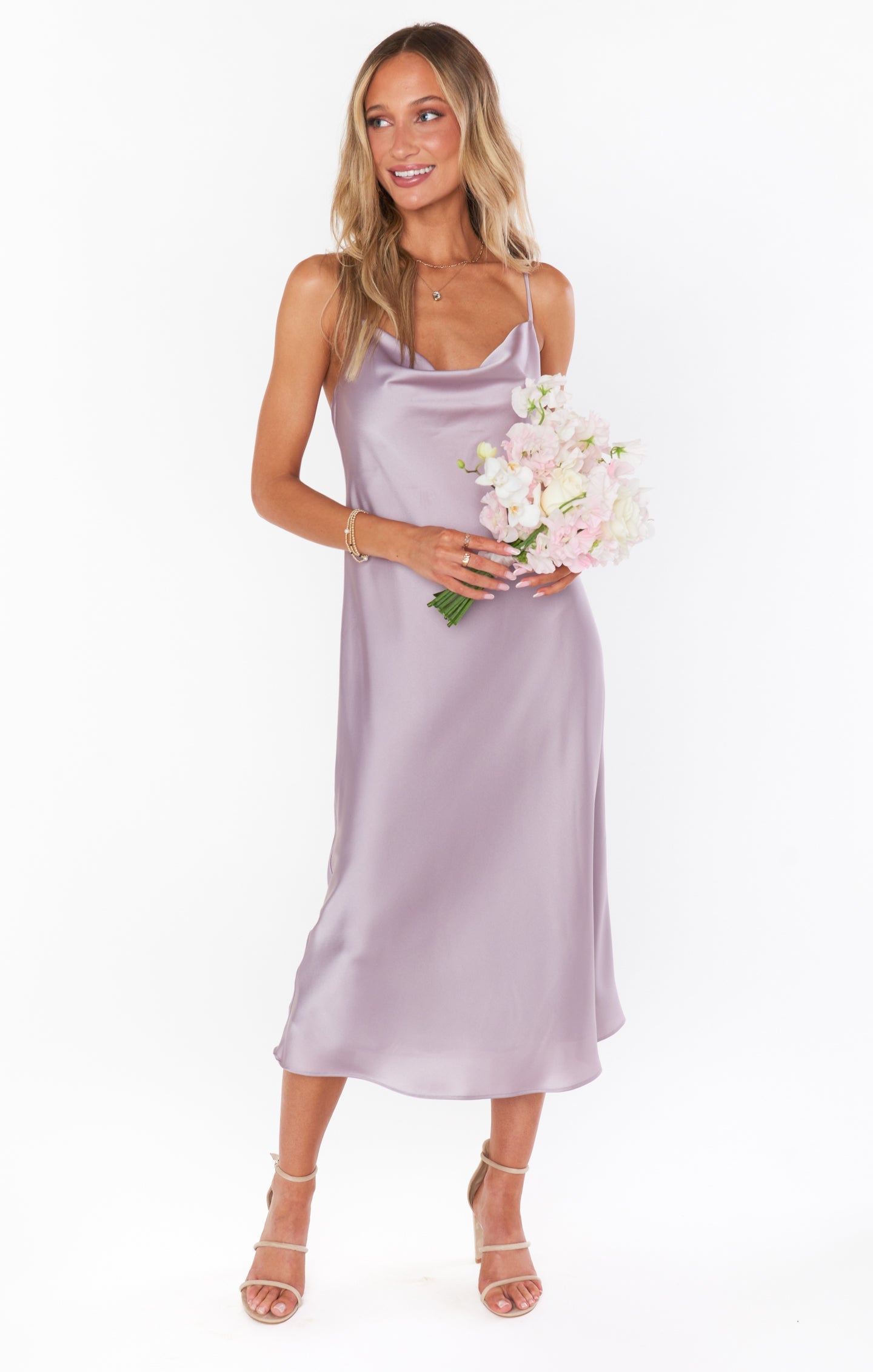 Verona Cowl Dress ~ Dusty Purple Luxe Satin