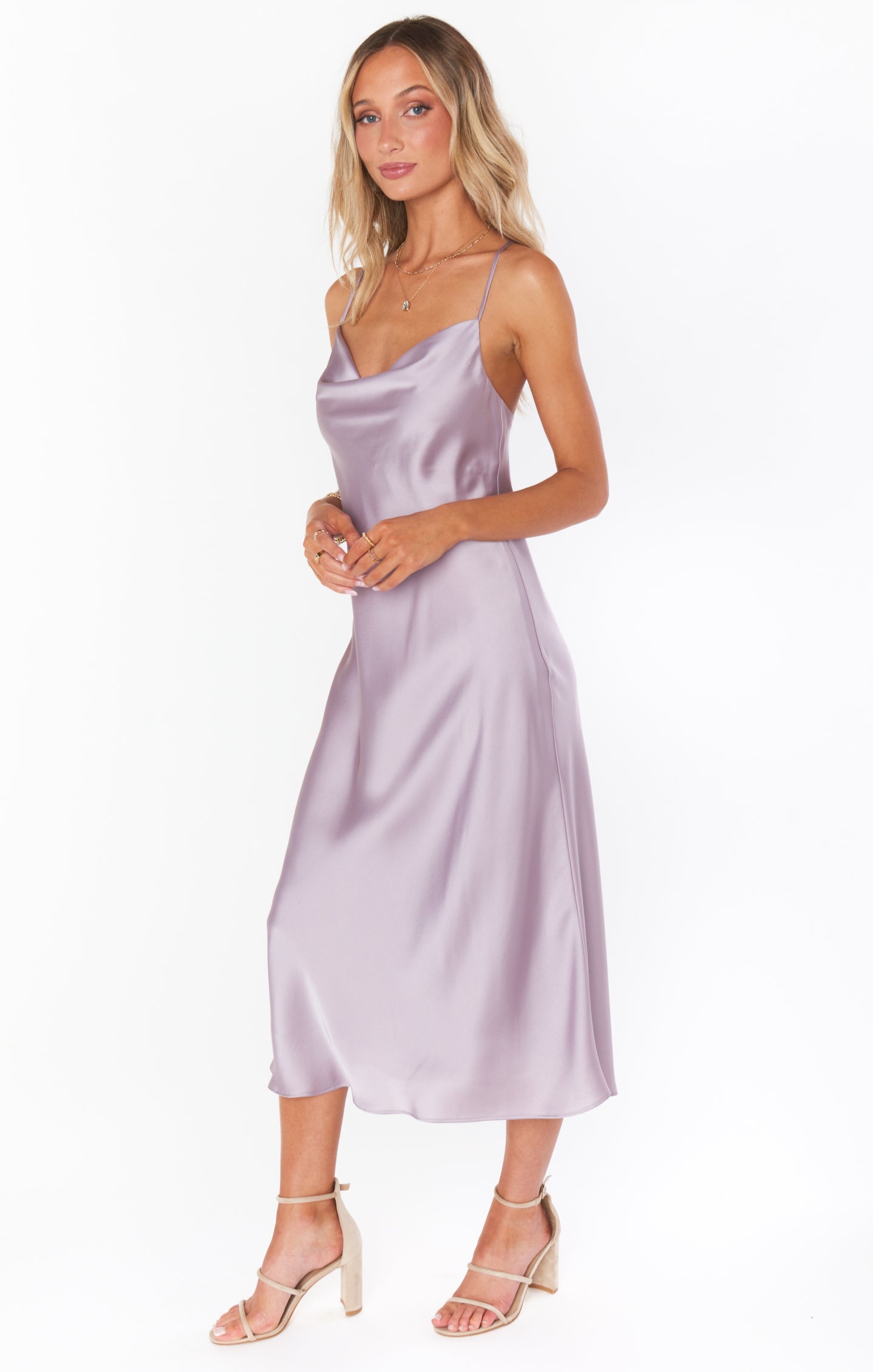 Verona Cowl Dress ~ Dusty Purple Luxe Satin