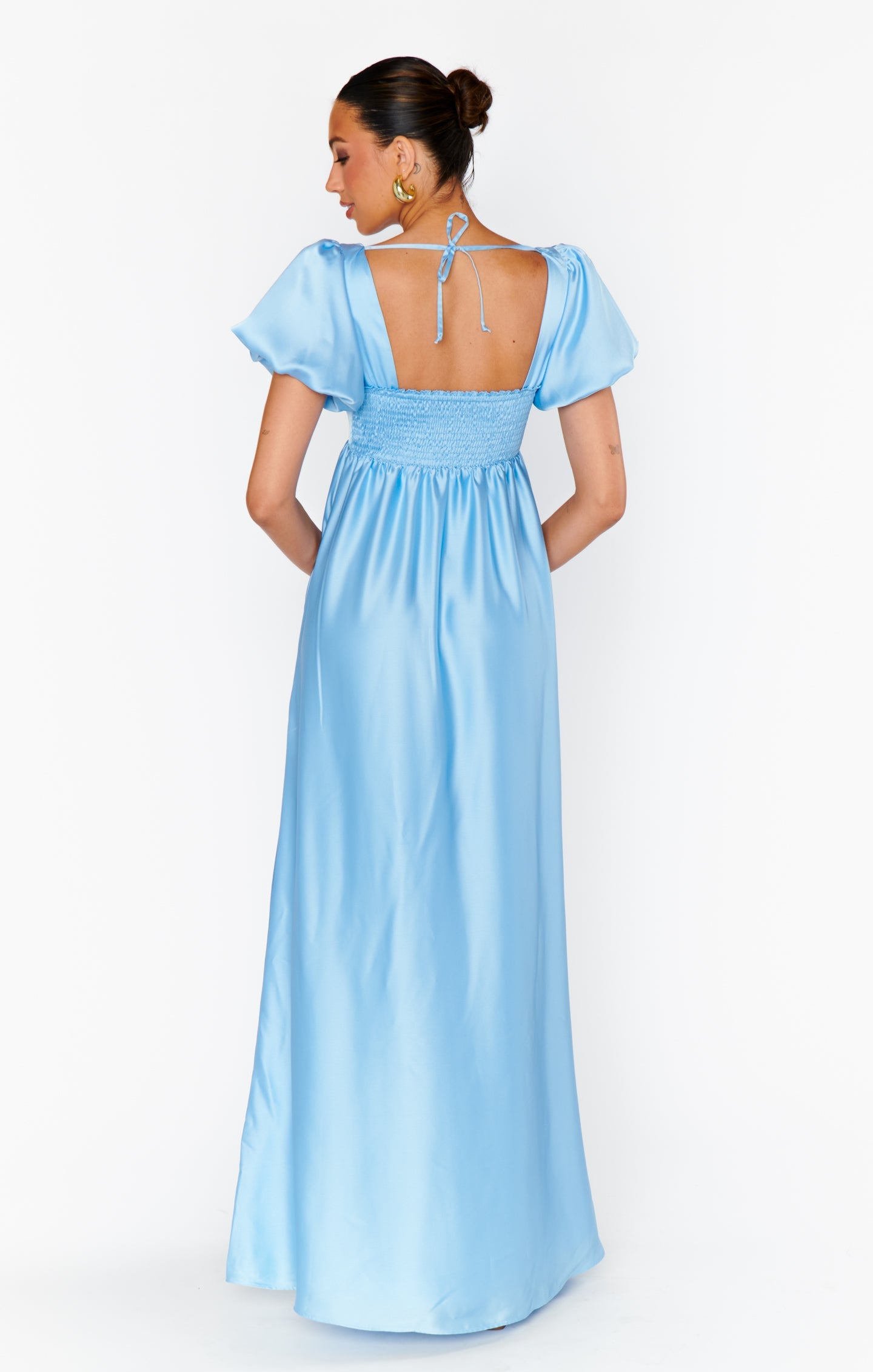 Nora Maxi Dress ~ Baby Blue Luxe Satin
