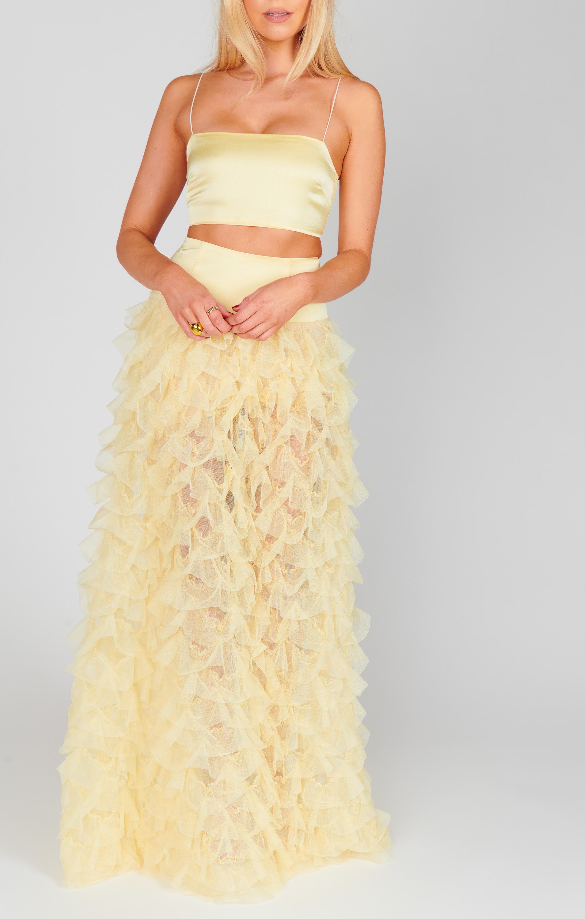 Meet Me at Midnight Skirt ~ Pale Yellow Ruffle Tulle