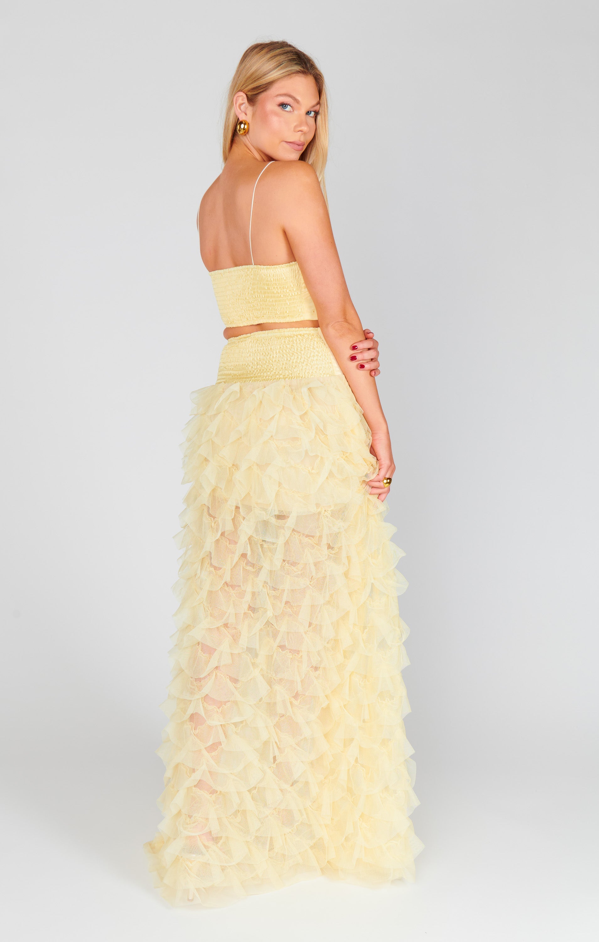 Meet Me at Midnight Skirt ~ Pale Yellow Ruffle Tulle