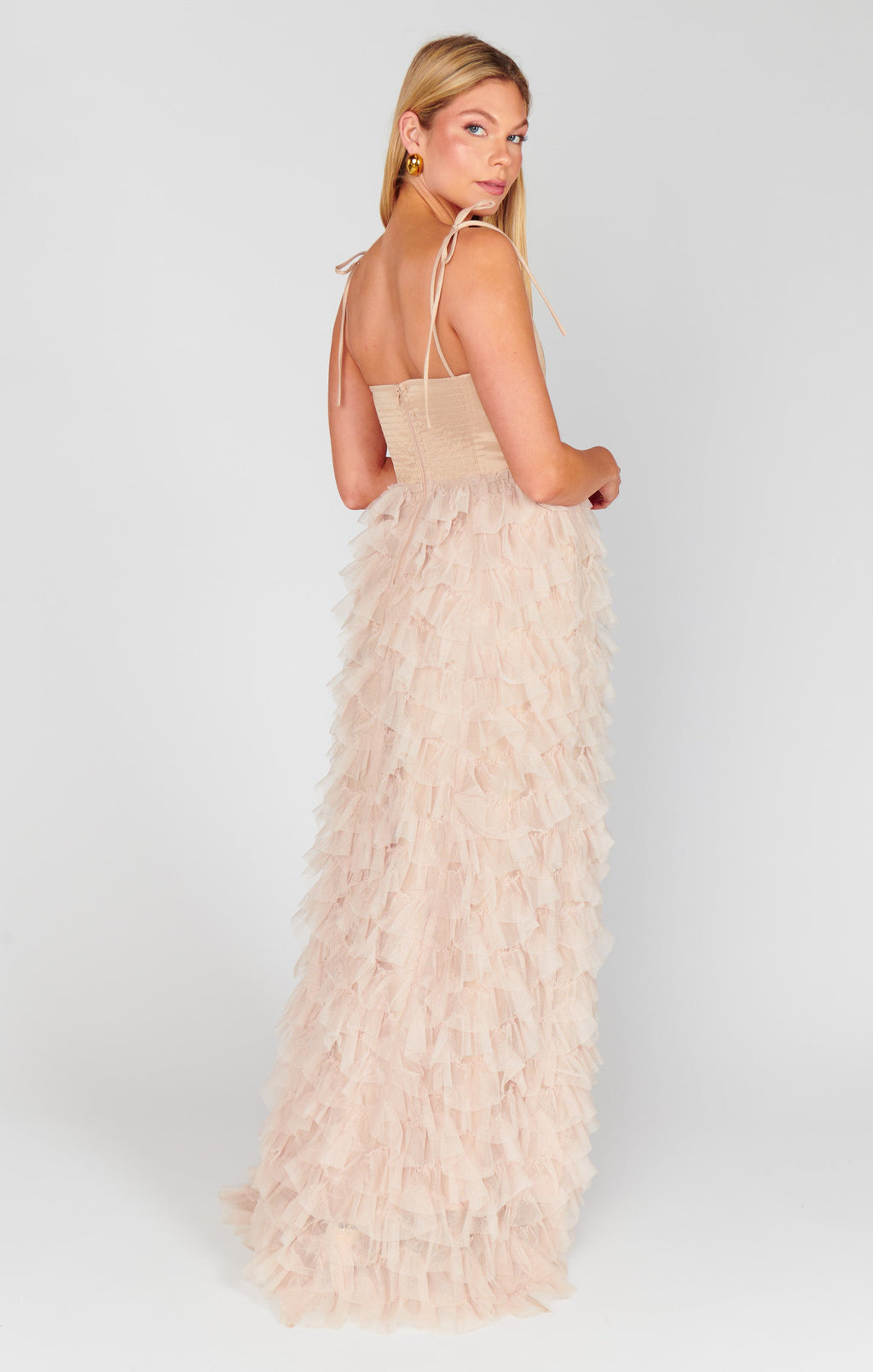 Francesca Maxi Dress ~ Champagne Tulle Ruffle