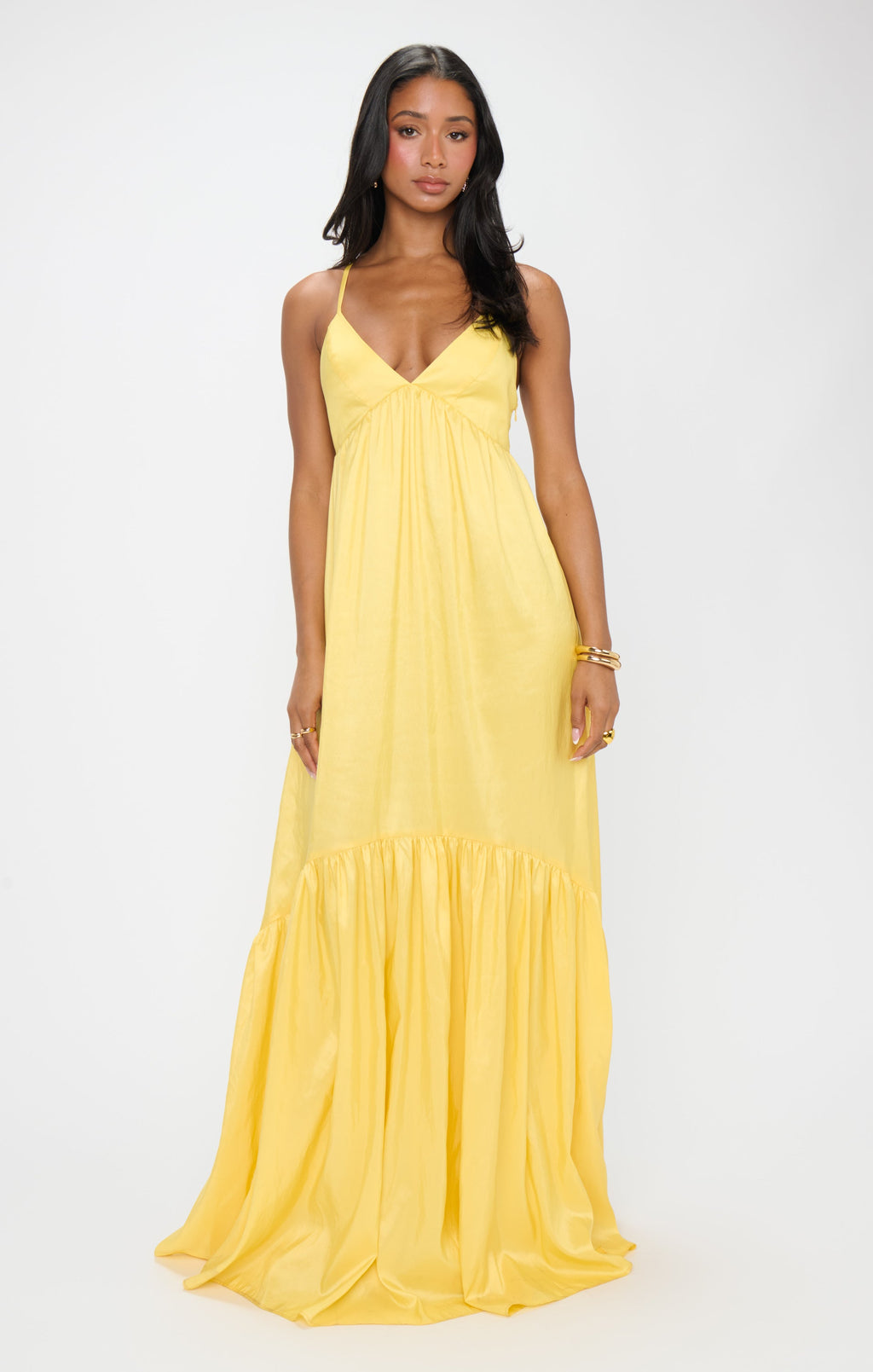 Corrine Maxi Dress ~ Yellow Light Taffeta