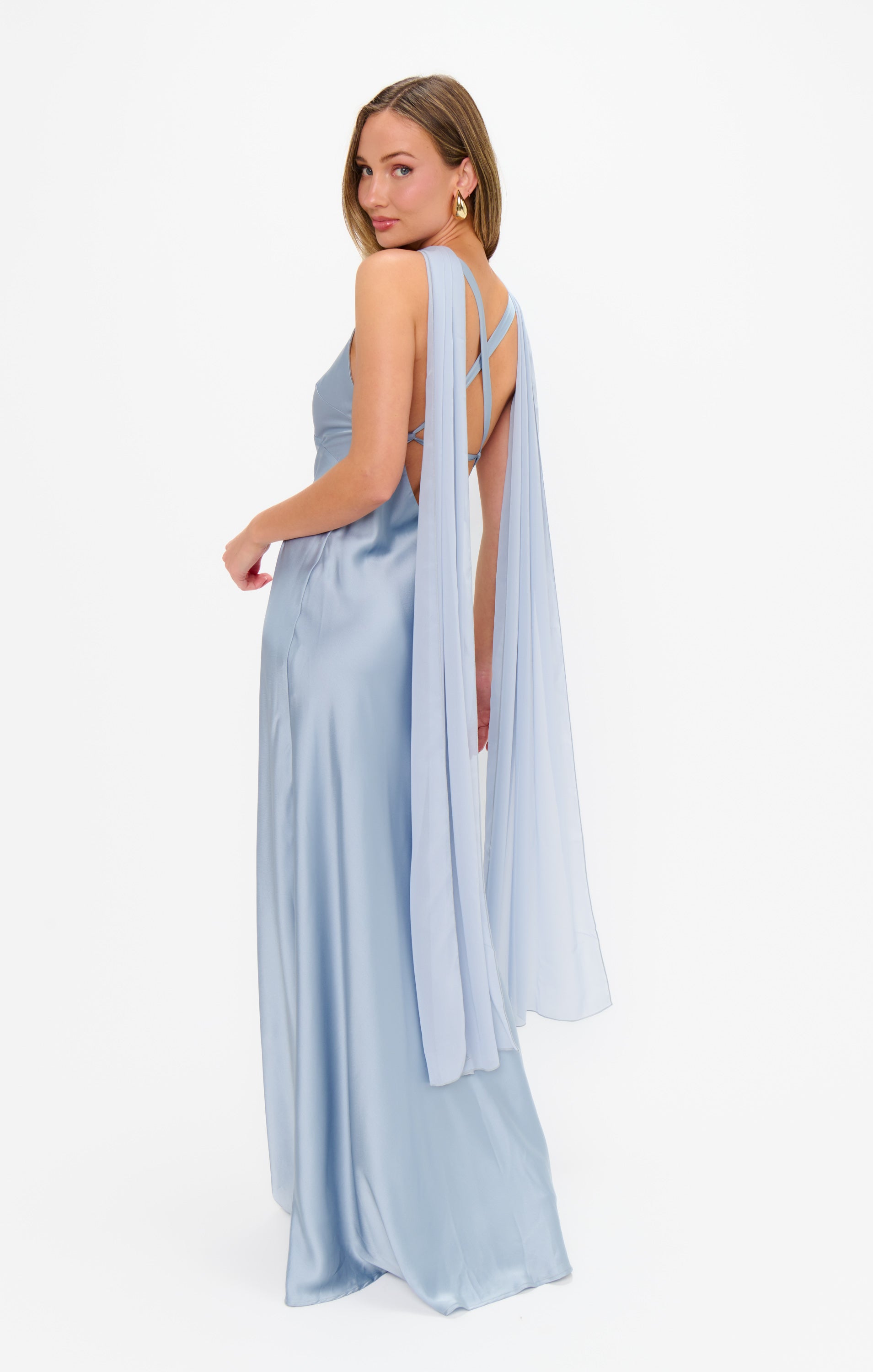 Soiree Shawl ~ Steel Blue Chiffon