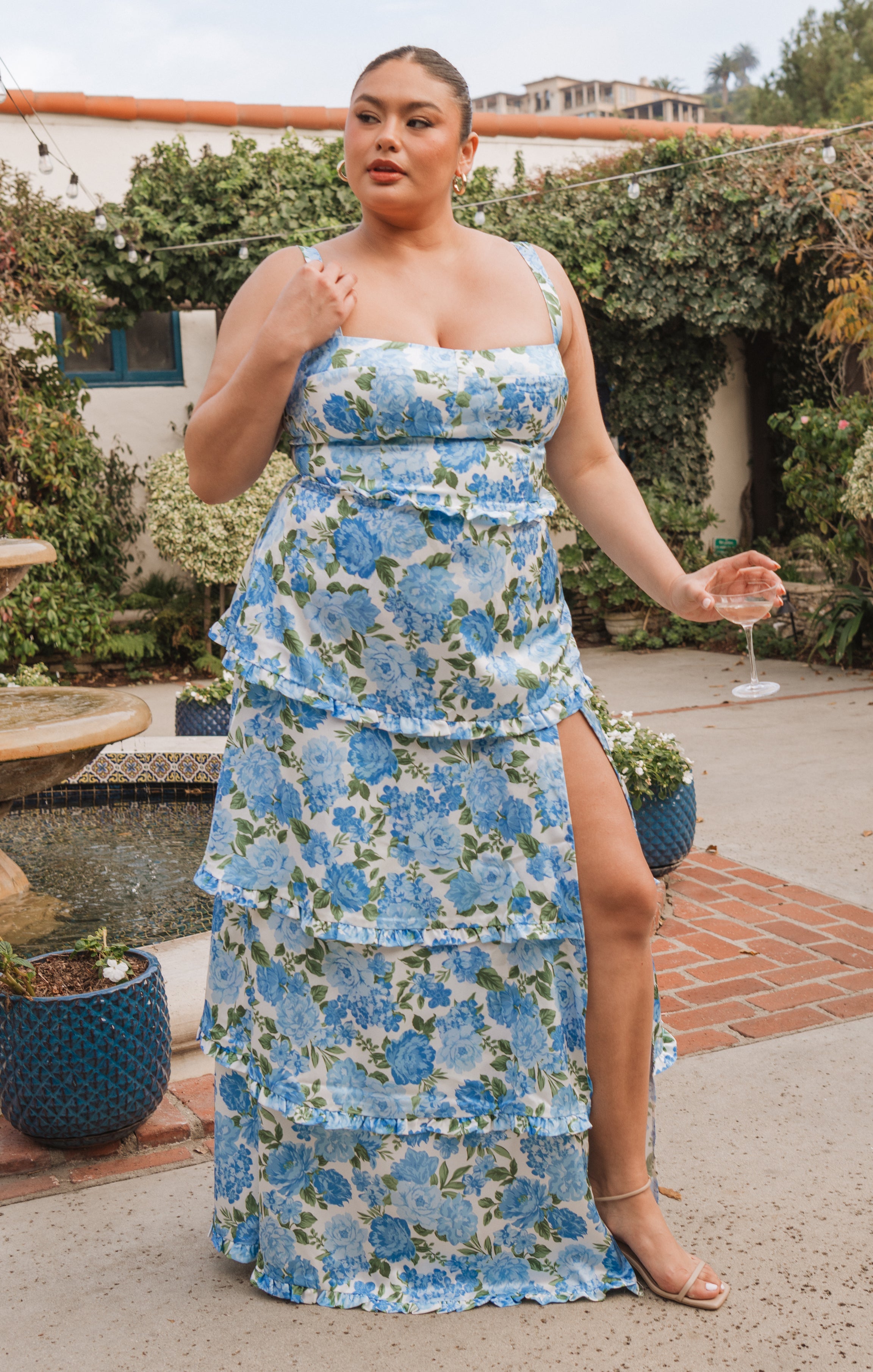 Lady Corset Dress ~ Cottage Floral Blue