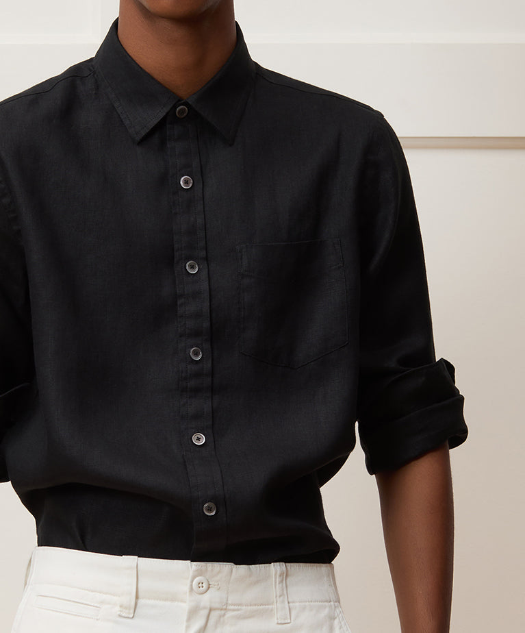 Slim Sea Soft Irish Linen Point Collar Shirt