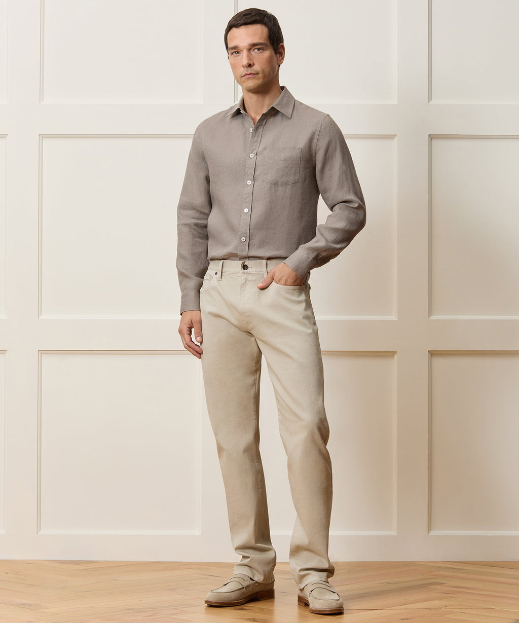 Slim Sea Soft Irish Linen Point Collar Shirt