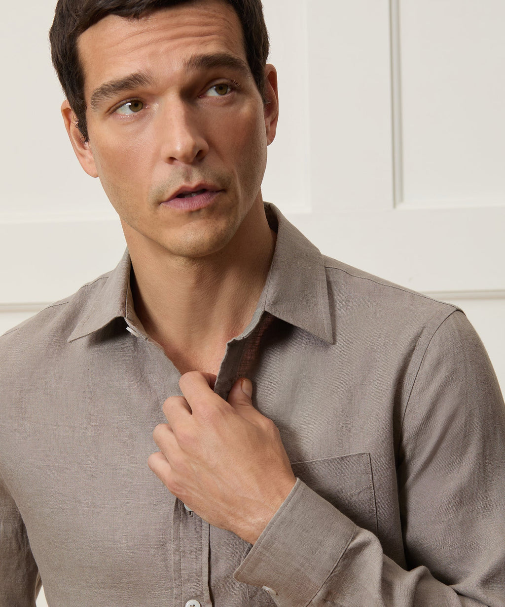 Slim Sea Soft Irish Linen Point Collar Shirt