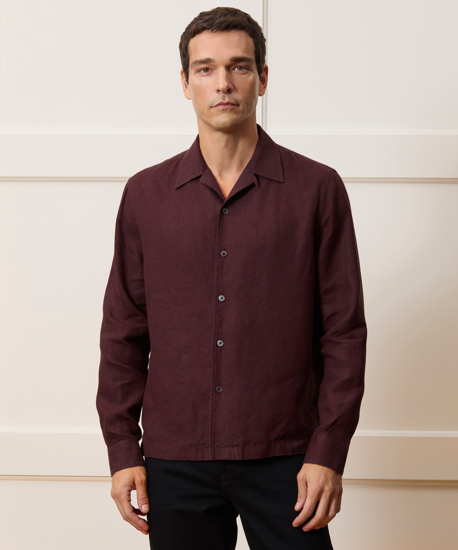 Cropped Sea Soft Irish Linen Camp Collar Shirt