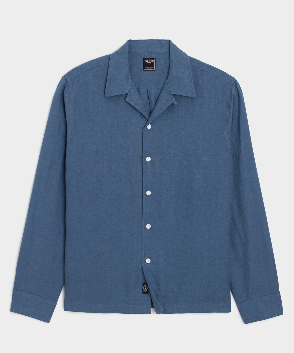 Cropped Sea Soft Irish Linen Camp Collar Shirt