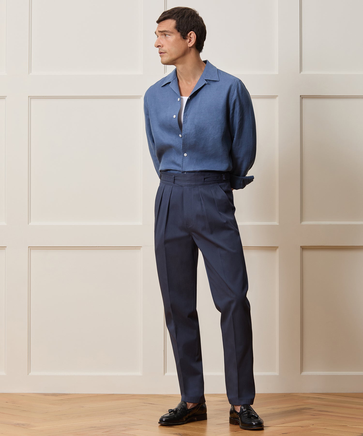 Cropped Sea Soft Irish Linen Camp Collar Shirt