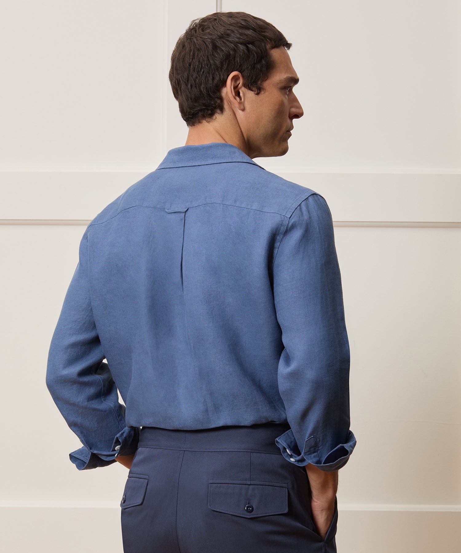 Cropped Sea Soft Irish Linen Camp Collar Shirt