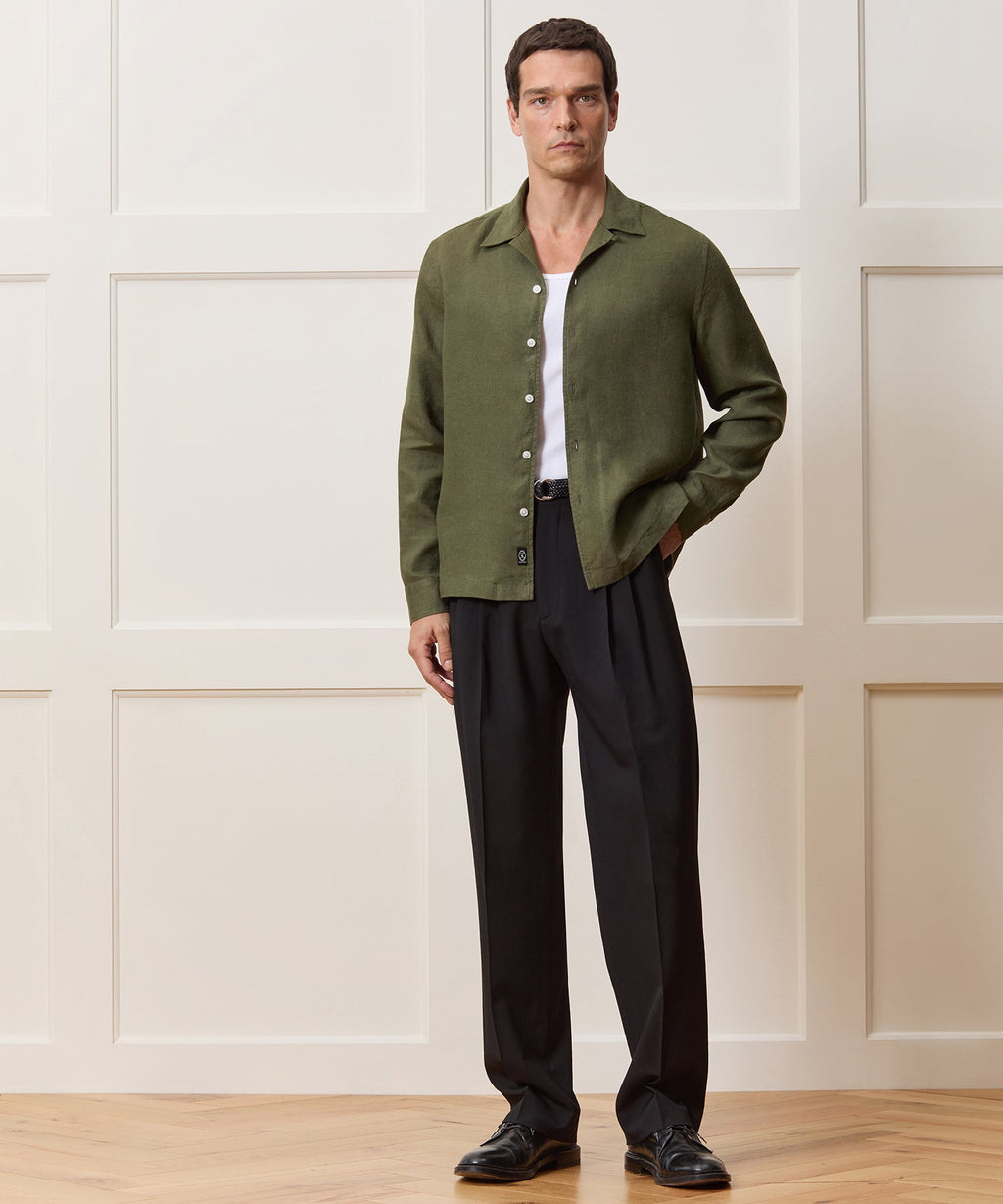 Cropped Sea Soft Irish Linen Camp Collar Shirt