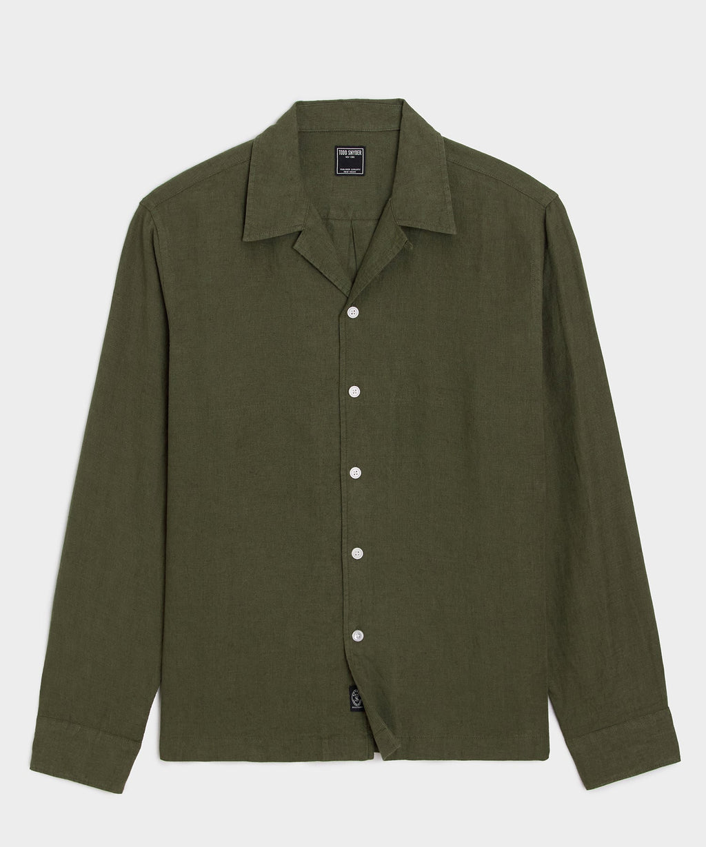 Cropped Sea Soft Irish Linen Camp Collar Shirt