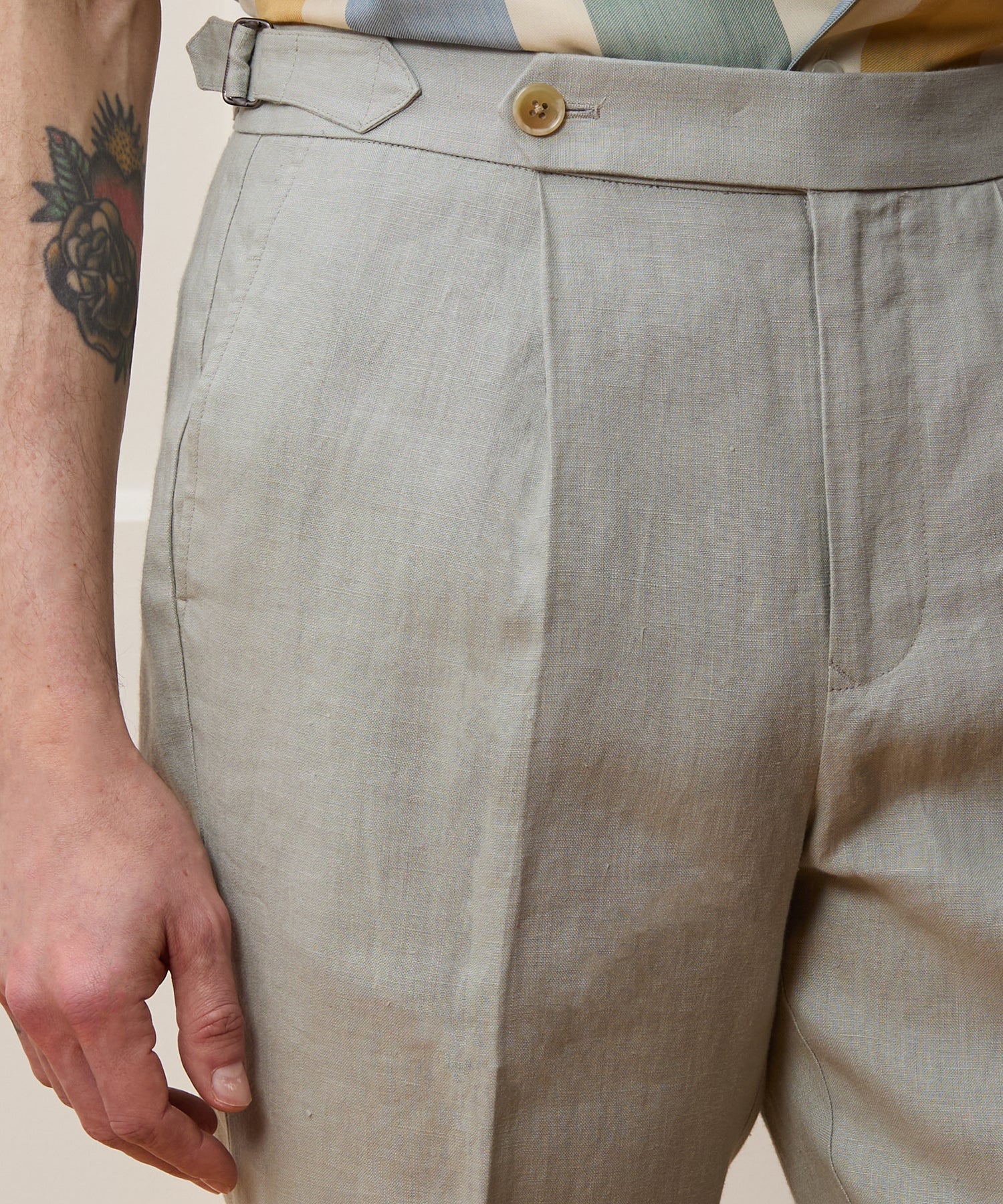 Straight Fit Irish Linen Side Tab Trouser