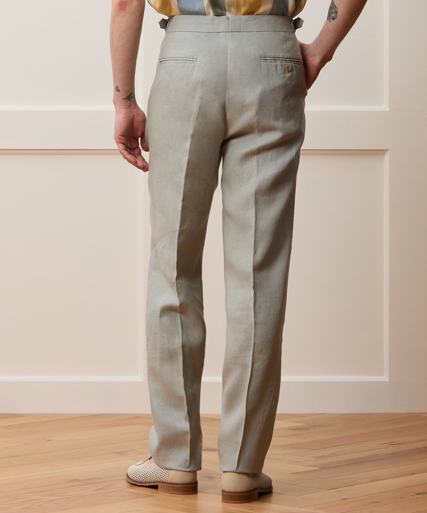 Straight Fit Irish Linen Side Tab Trouser