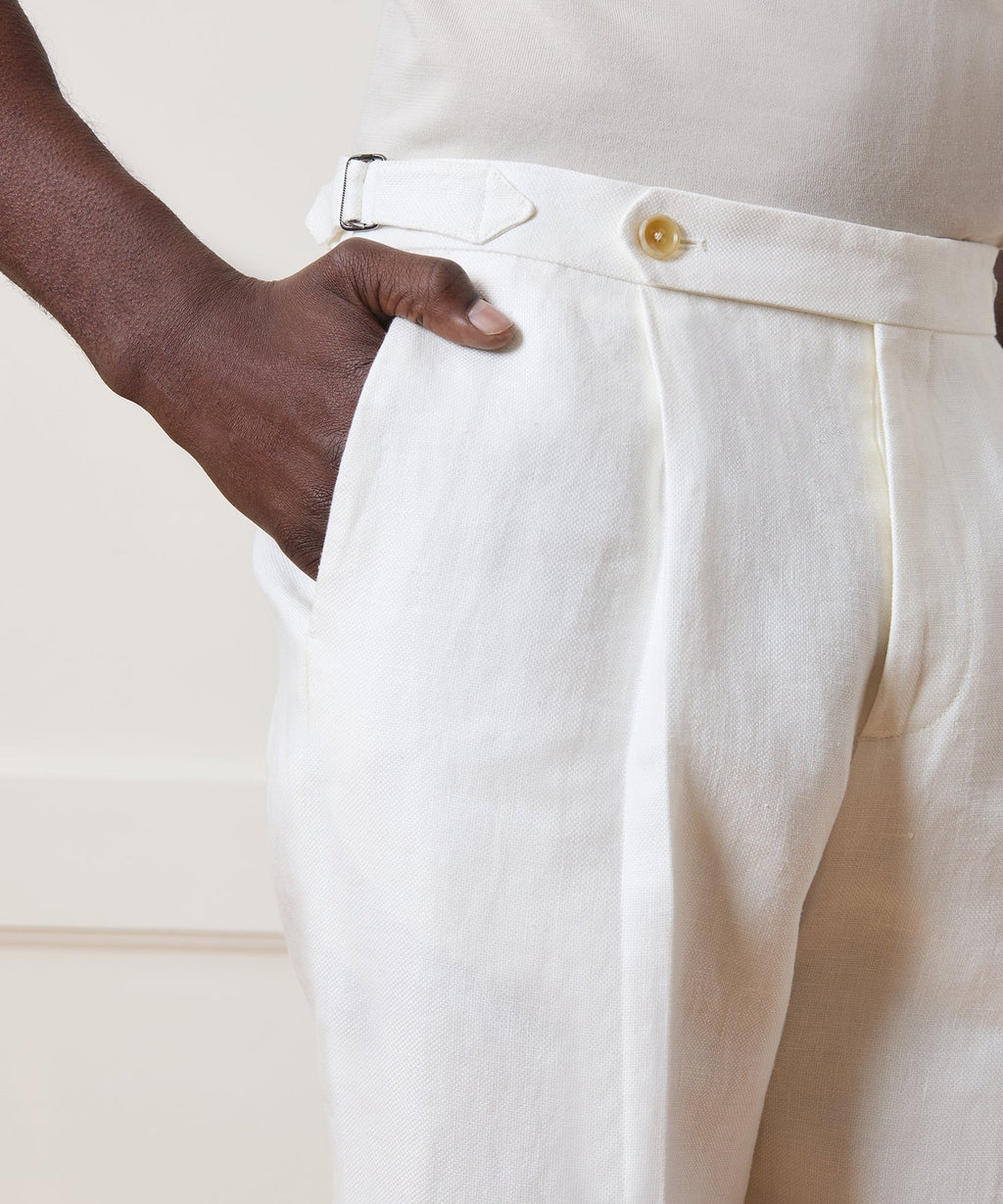 Italian Linen Side Tab Trouser