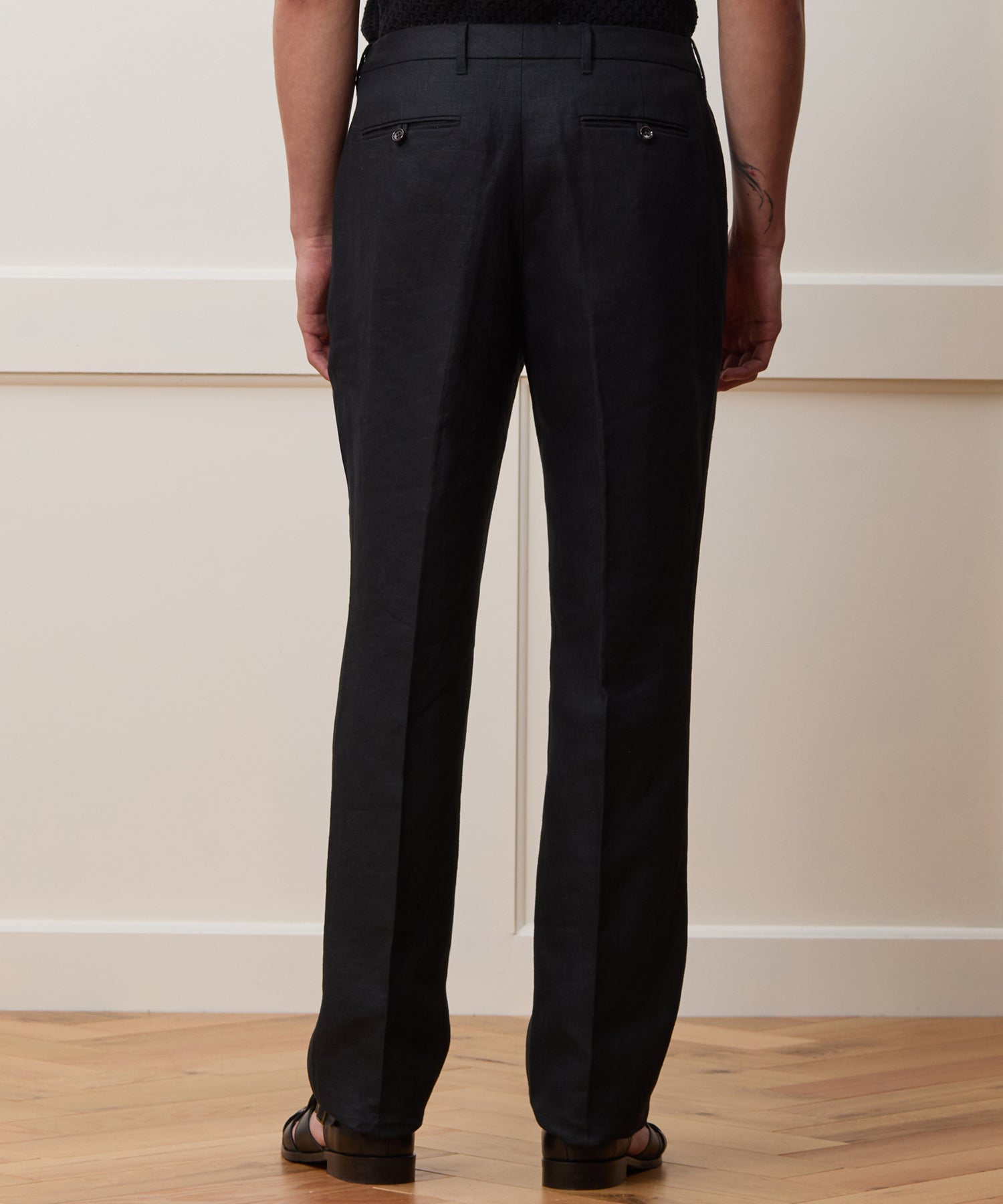Straight Fit Linen Tab Trouser