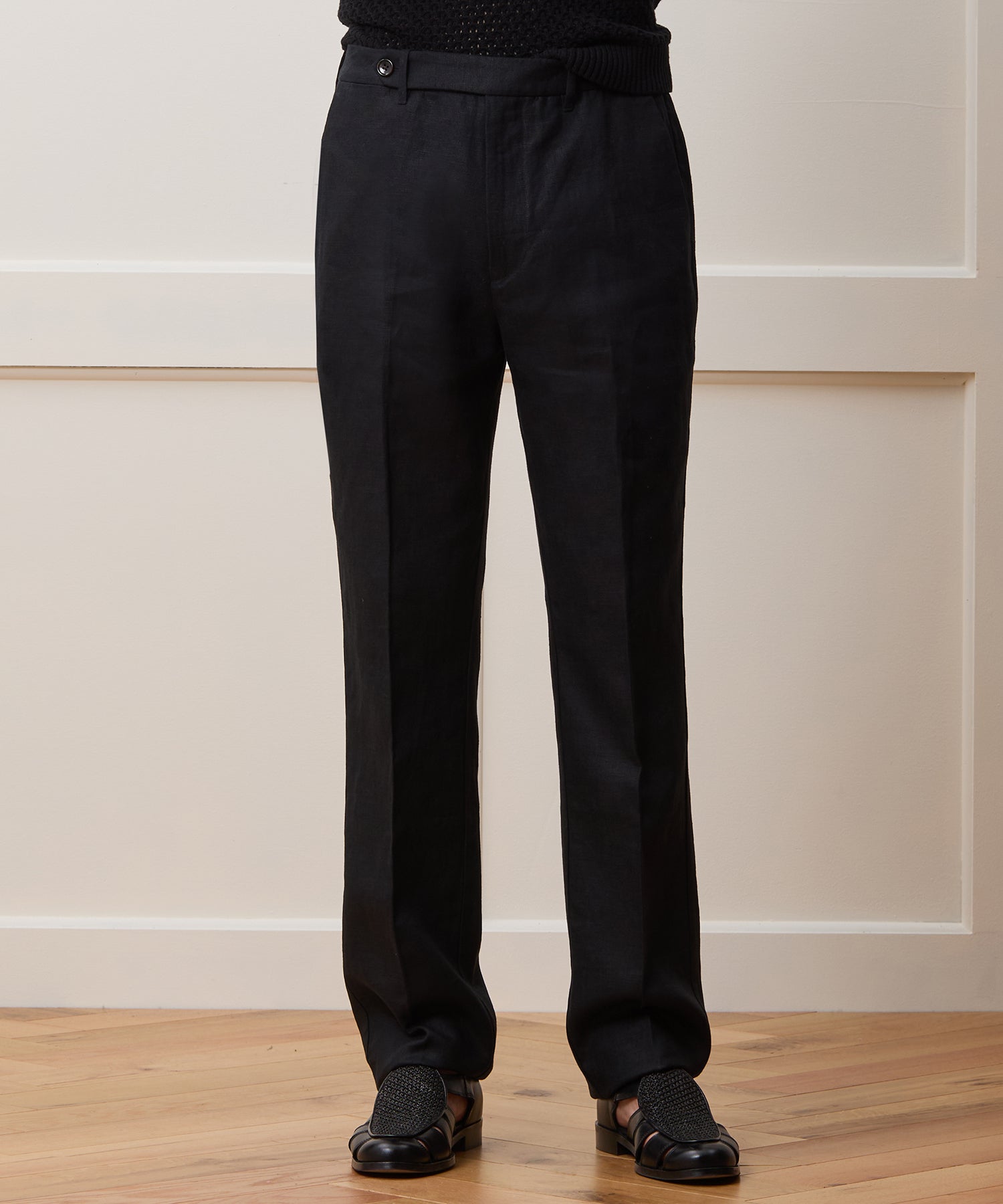 Straight Fit Linen Tab Trouser