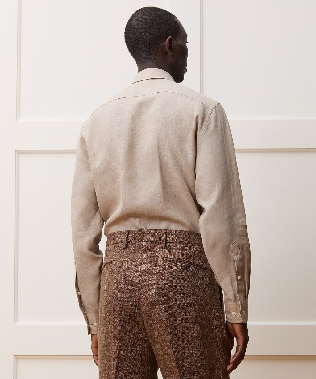 Italian Linen Spread Collar Dress Shirt