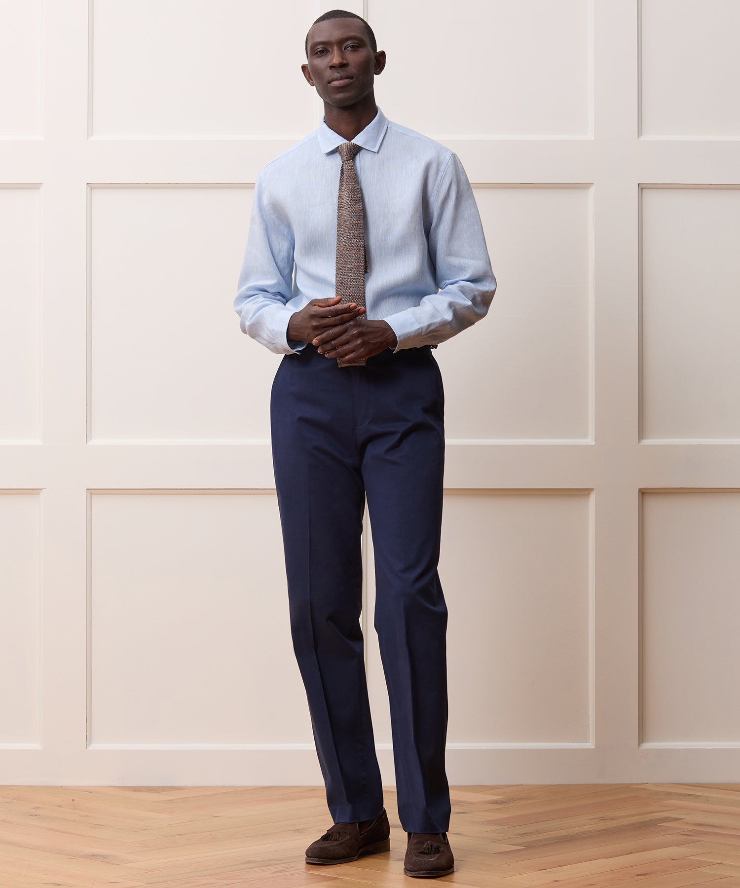 Italian Linen Spread Collar Dress Shirt