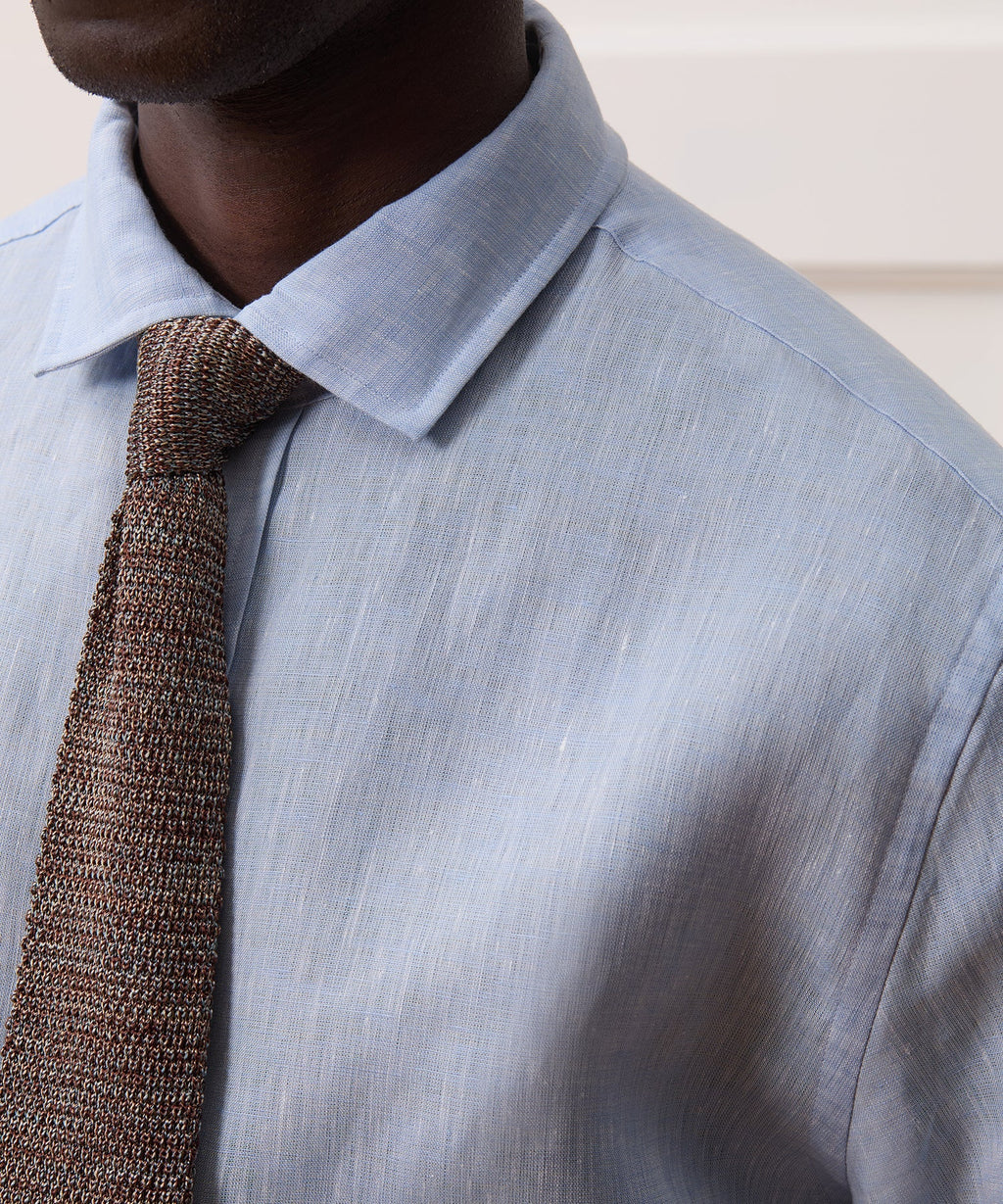 Italian Linen Spread Collar Dress Shirt