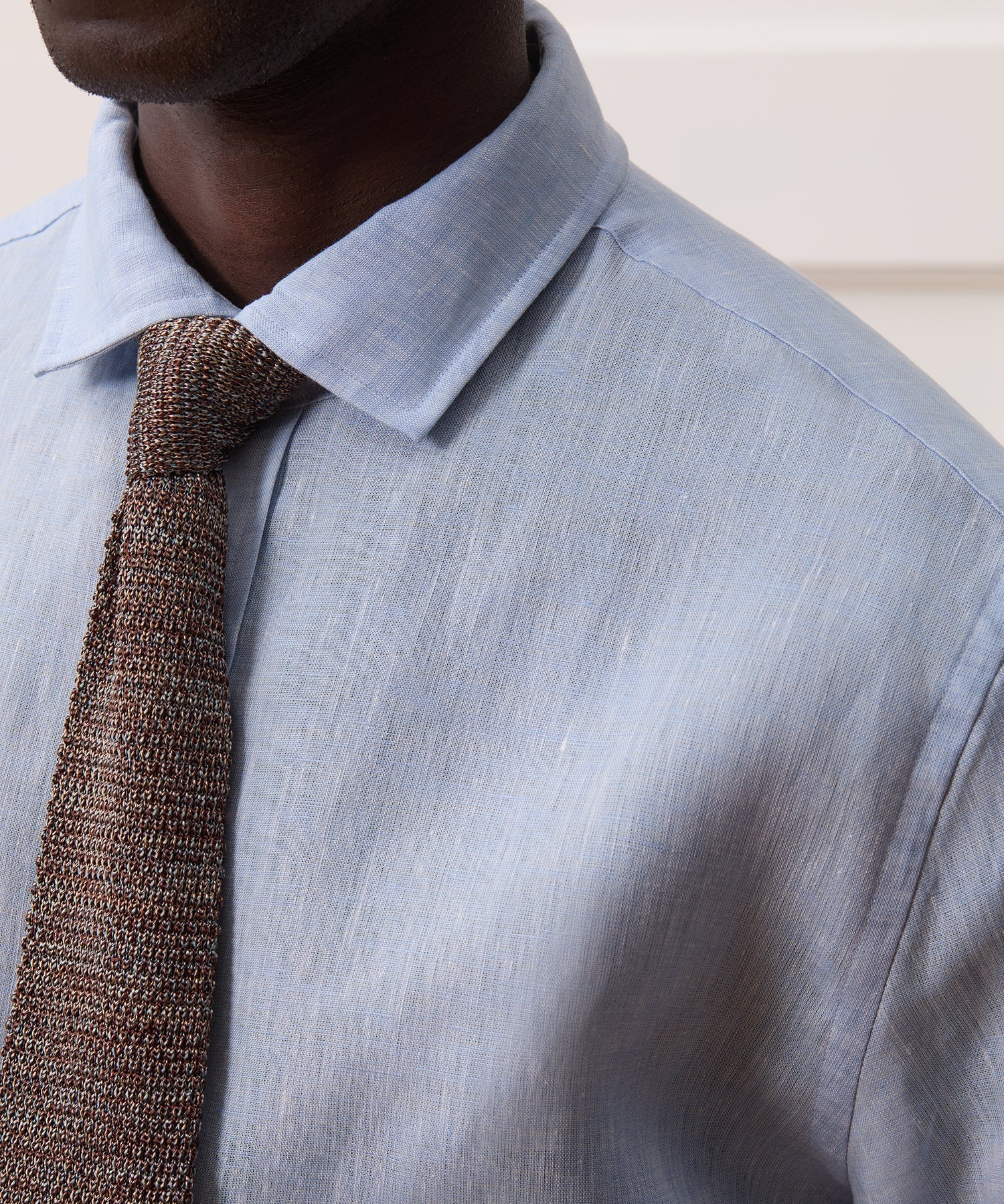 Italian Linen Spread Collar Dress Shirt