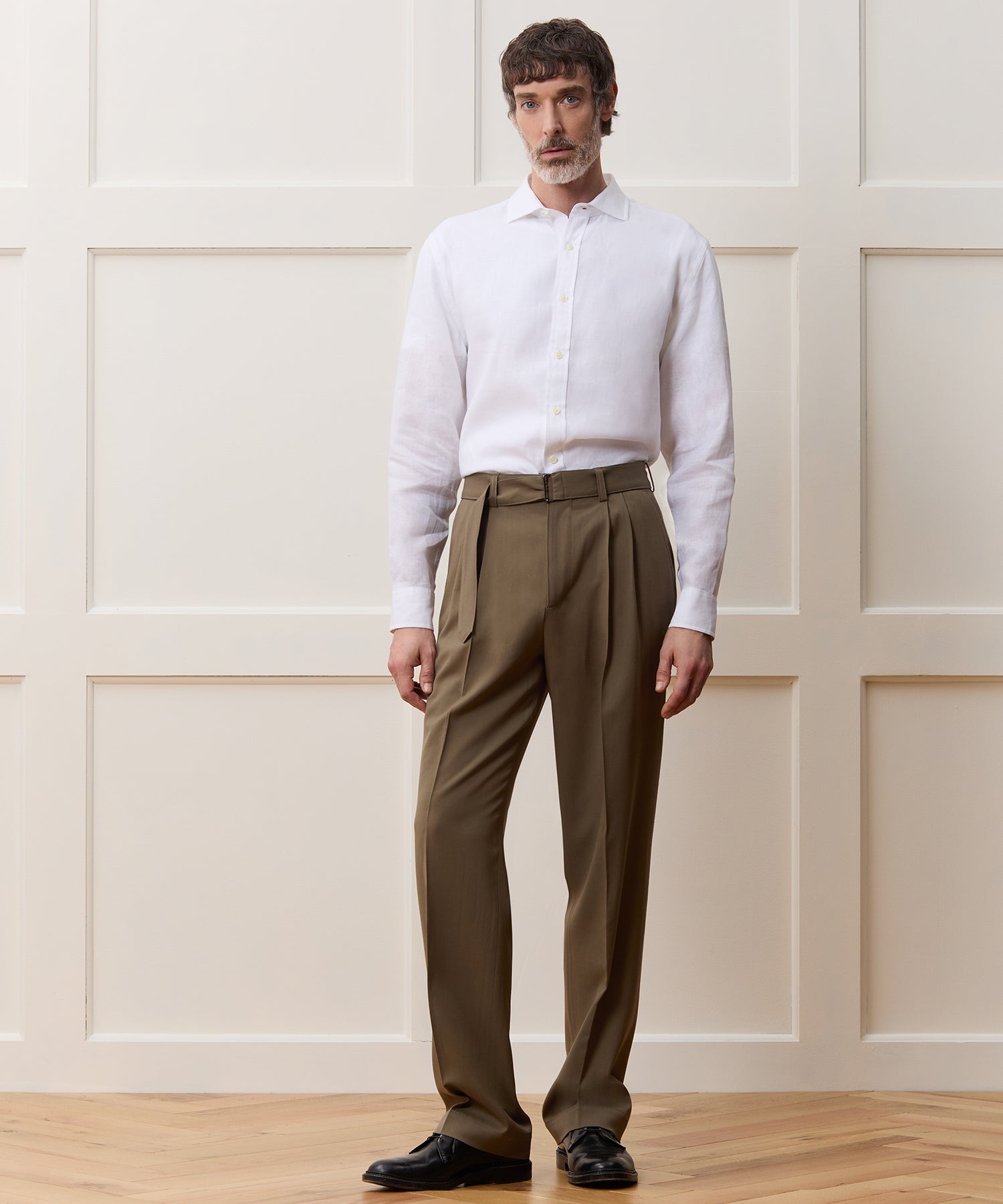 Italian Linen Spread Collar Dress Shirt
