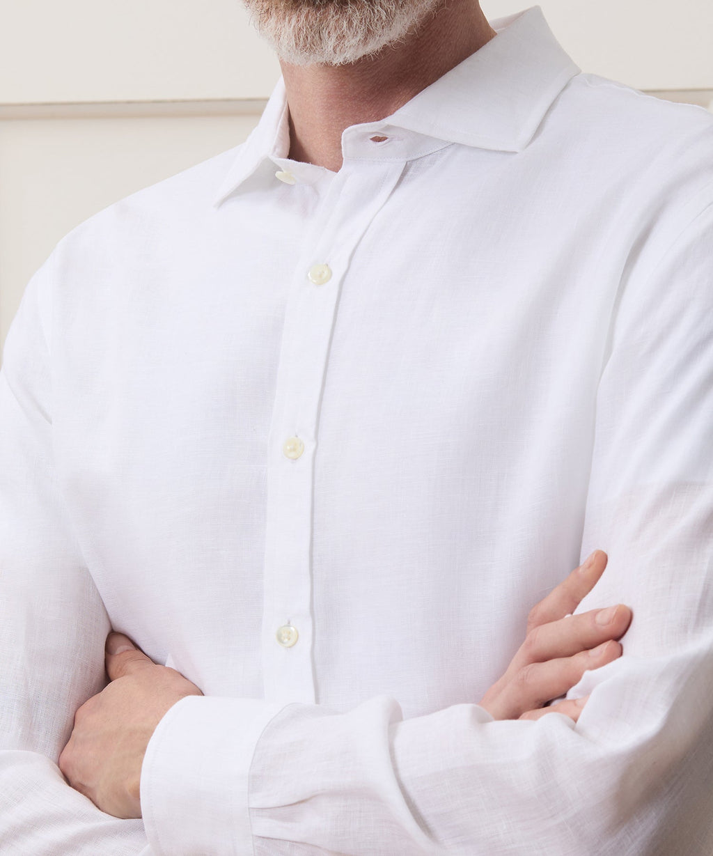 Italian Linen Spread Collar Dress Shirt