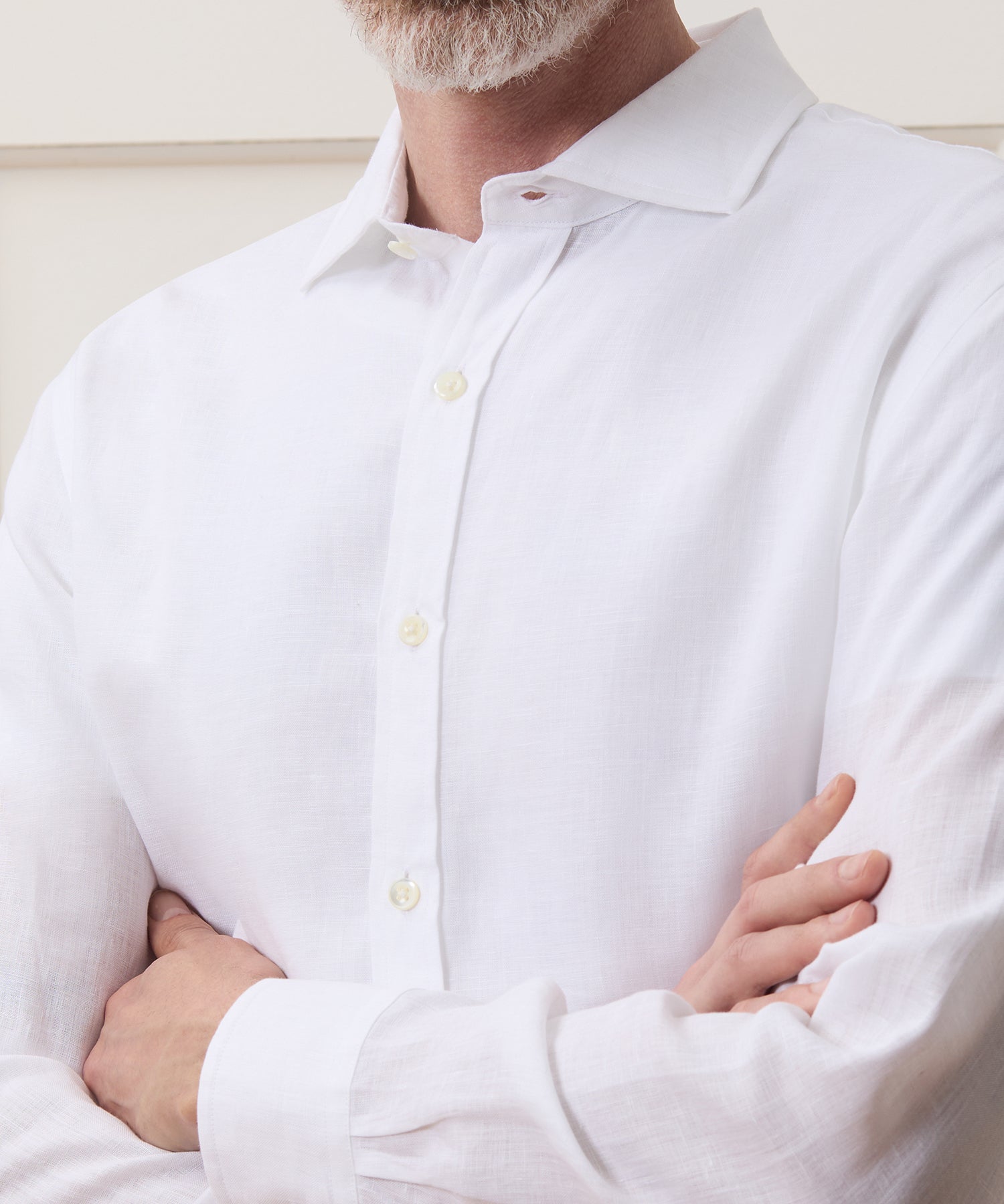 Italian Linen Spread Collar Dress Shirt