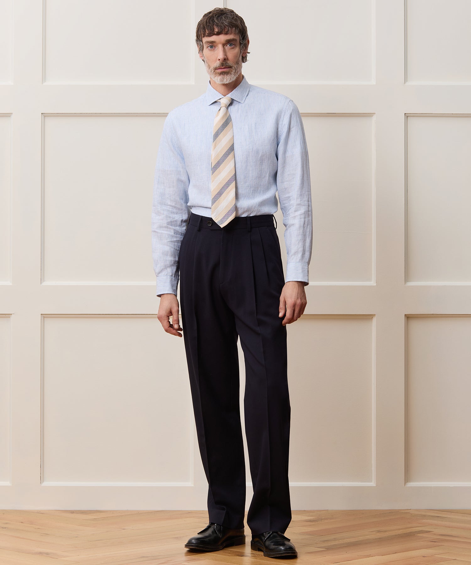 Italian Linen Spread Collar Dress Shirt