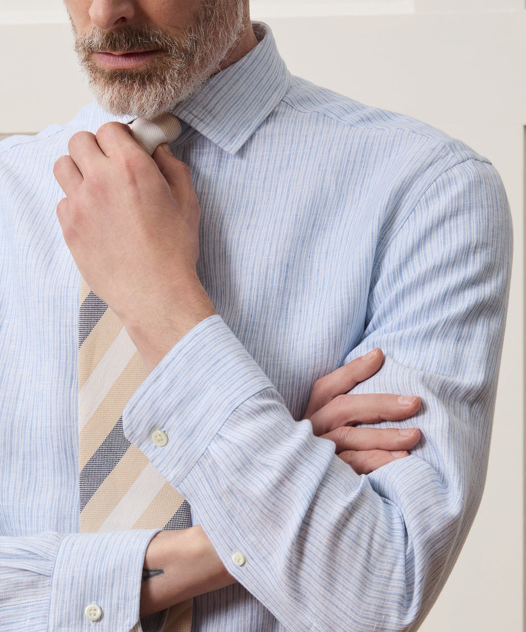 Italian Linen Spread Collar Dress Shirt