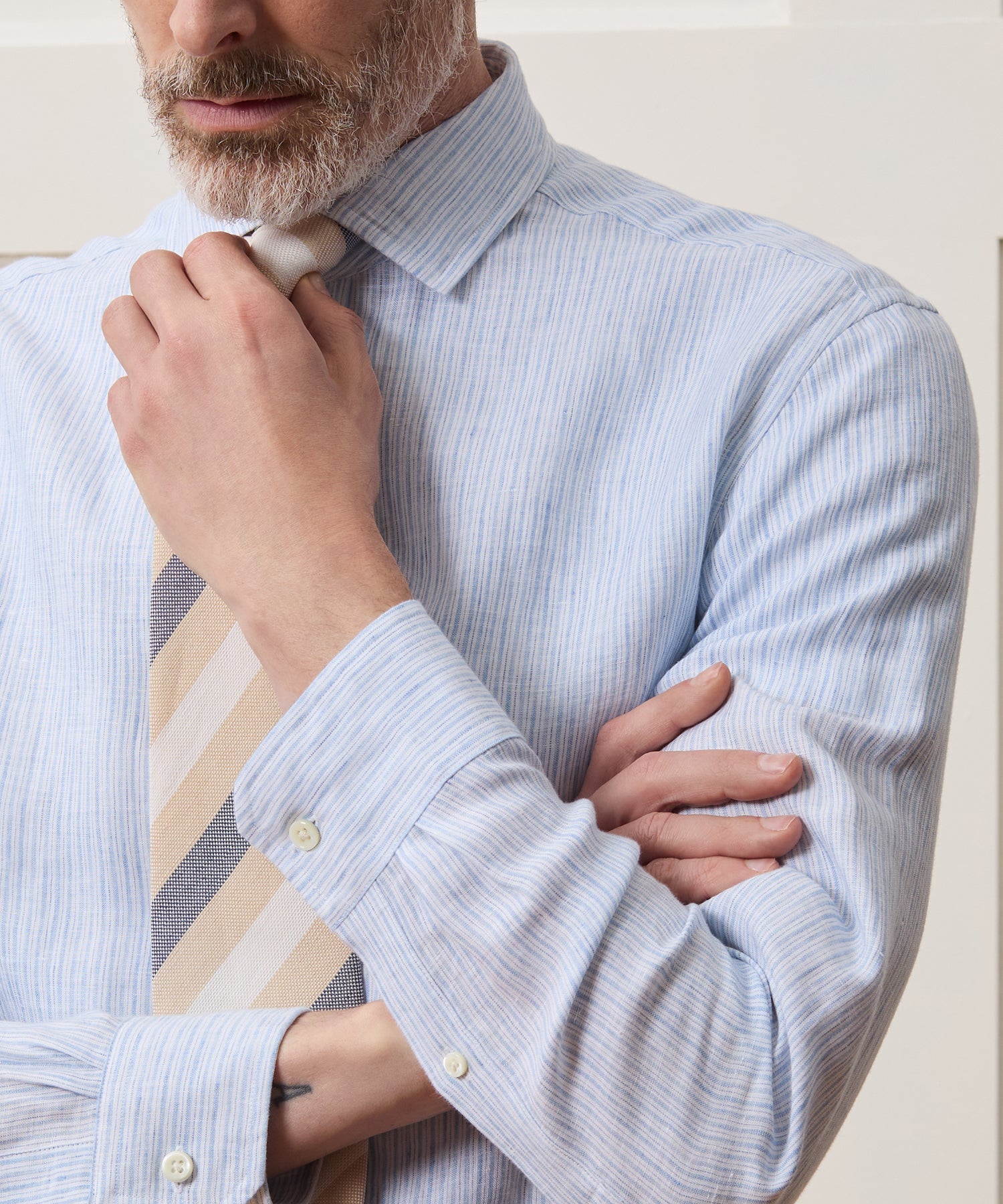 Italian Linen Spread Collar Dress Shirt