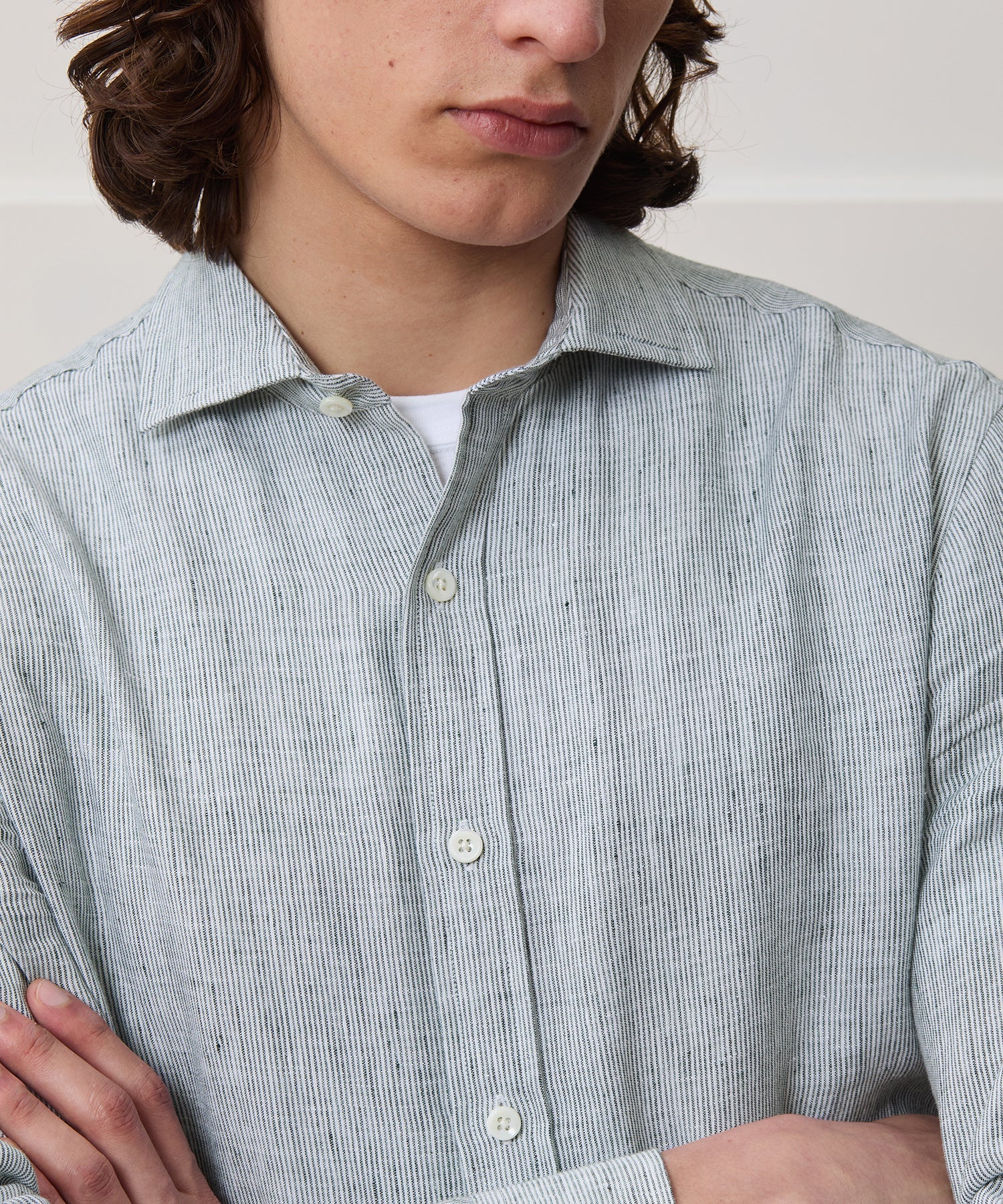 Italian Linen Spread Collar Dress Shirt