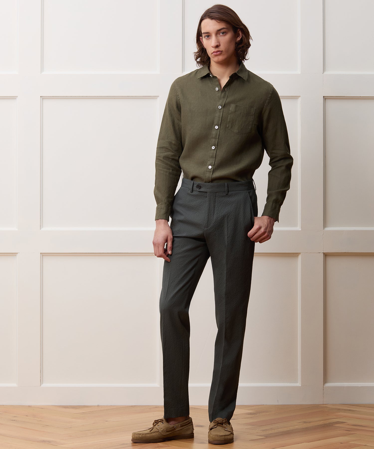 Slim Sea Soft Irish Linen Point Collar Shirt