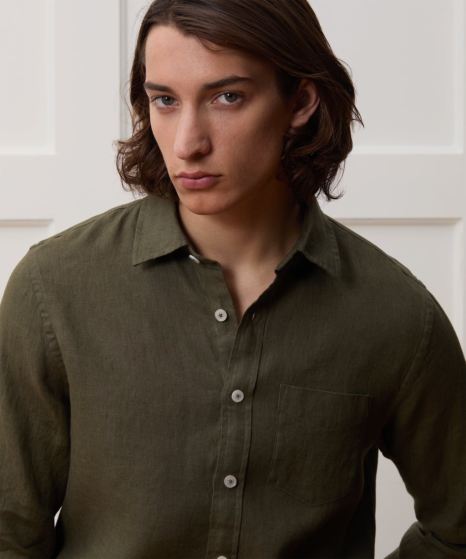 Slim Sea Soft Irish Linen Point Collar Shirt