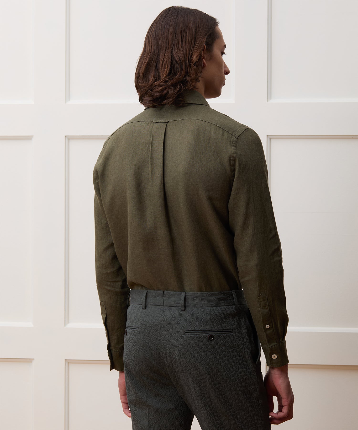 Slim Sea Soft Irish Linen Point Collar Shirt