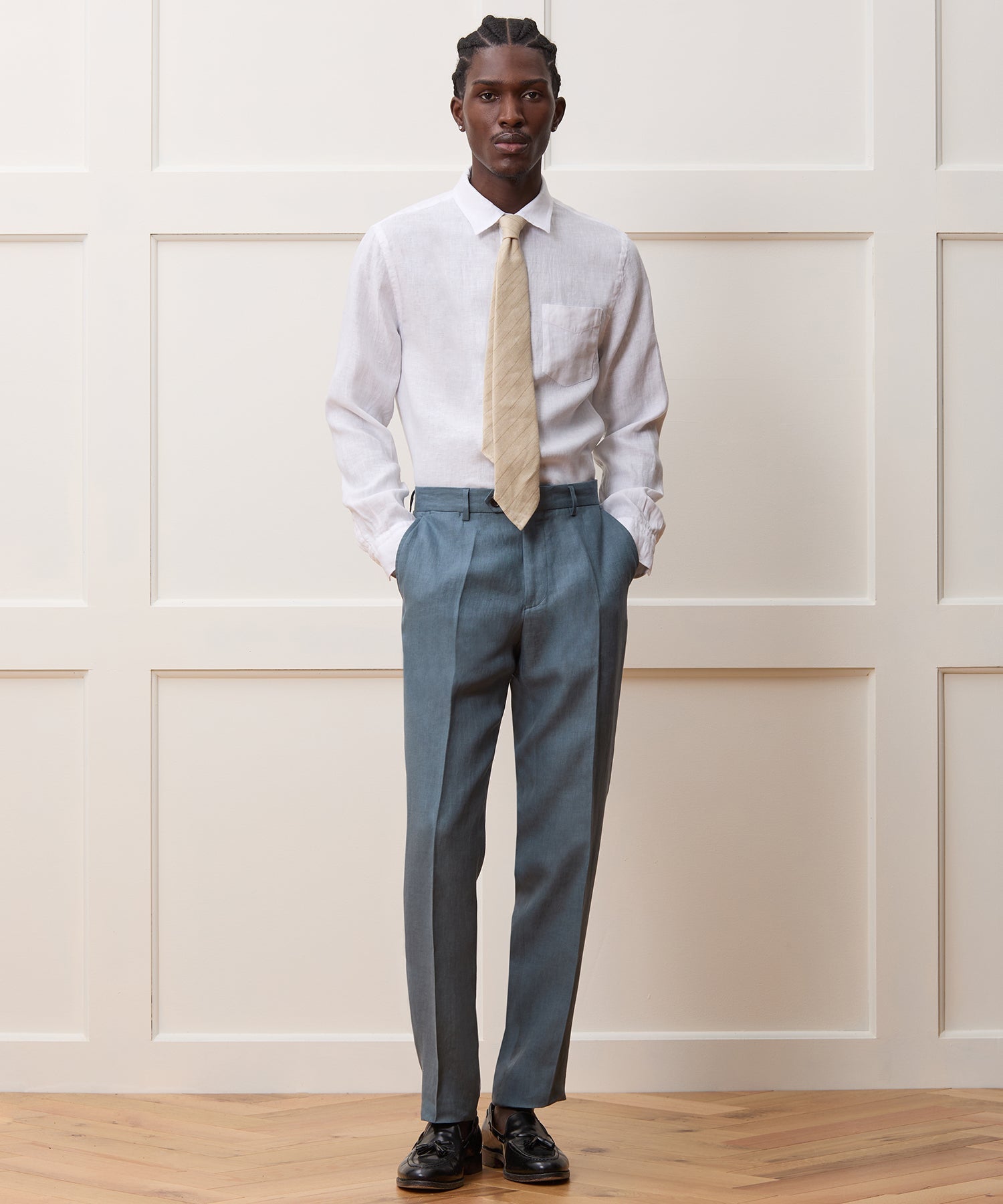 Slim Sea Soft Irish Linen Point Collar Shirt