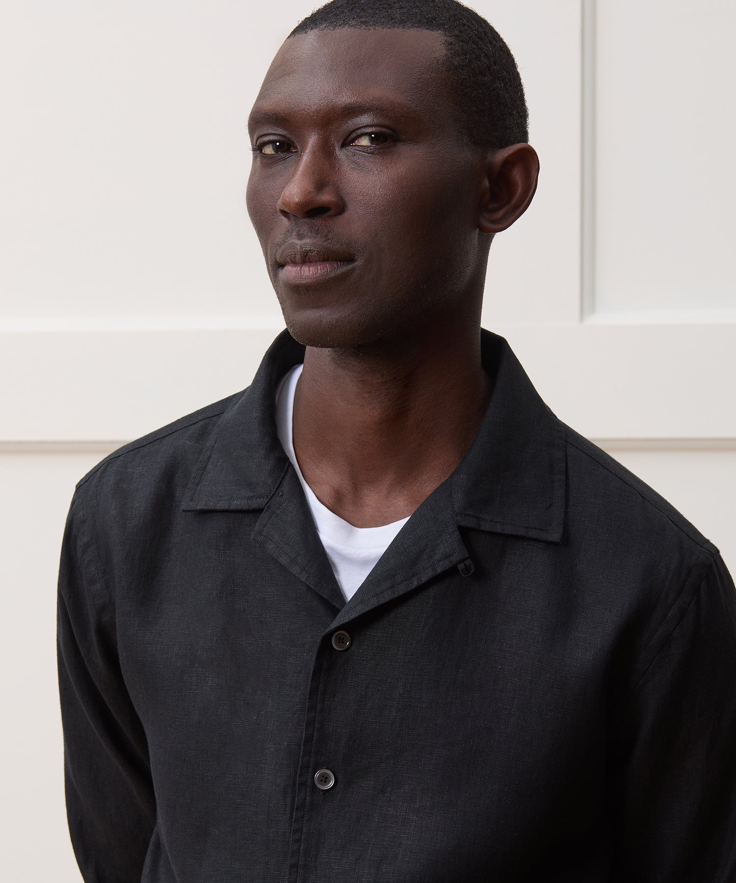 Cropped Sea Soft Irish Linen Camp Collar Shirt