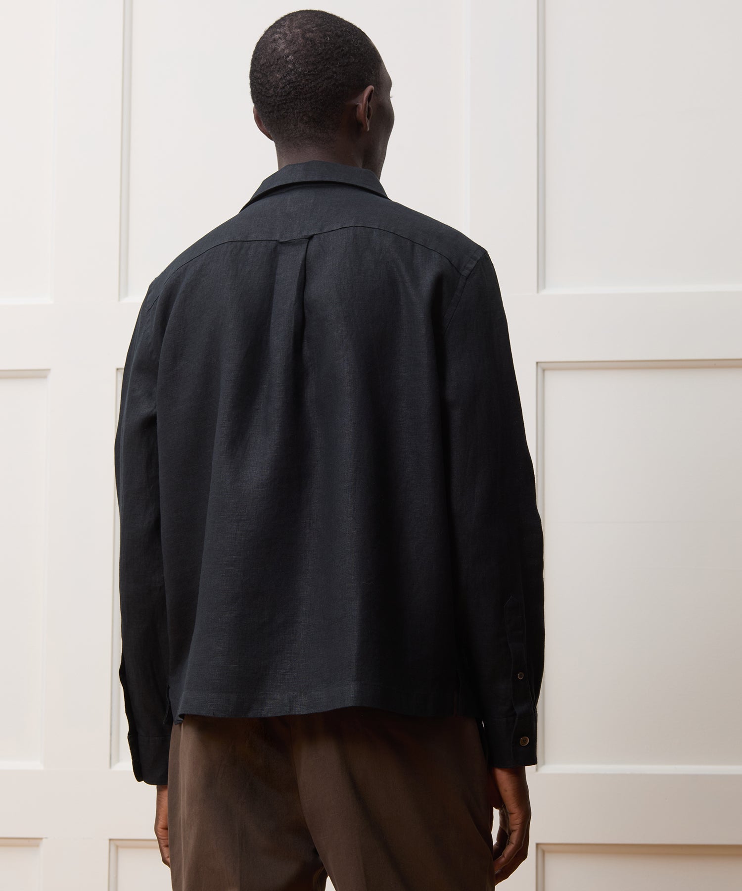 Cropped Sea Soft Irish Linen Camp Collar Shirt