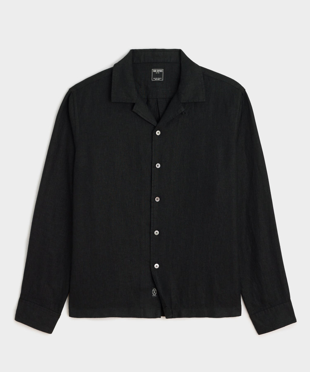 Cropped Sea Soft Irish Linen Camp Collar Shirt