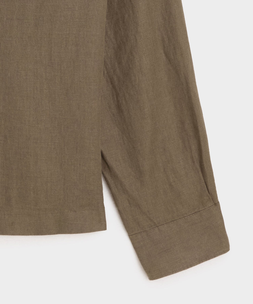 Cropped Sea Soft Irish Linen Camp Collar Shirt